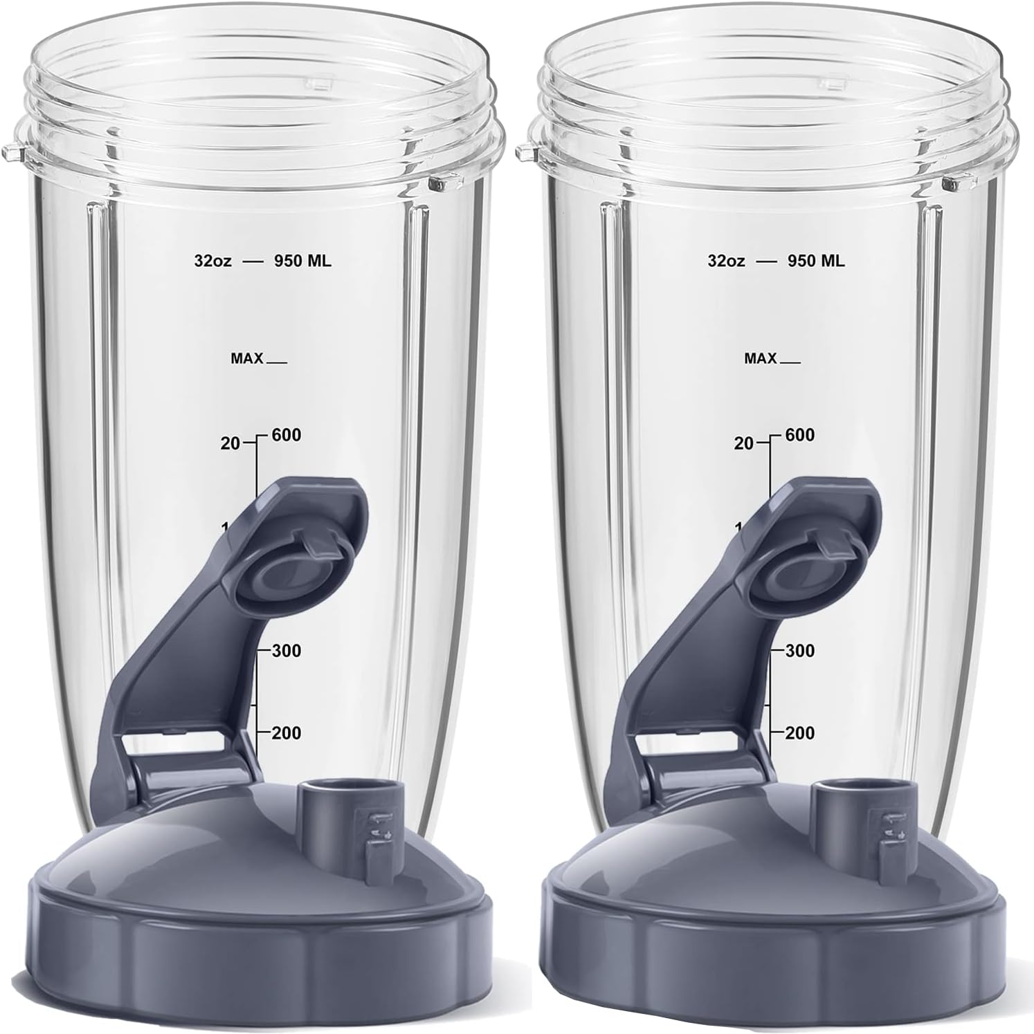 2-pack Replacement Parts Upgrade 32oz Cups with Flip-Top To-Go-Lid and Rubber Gaskets Compatible with NutriBullet 600w/900w Blender Accessory - Image 1