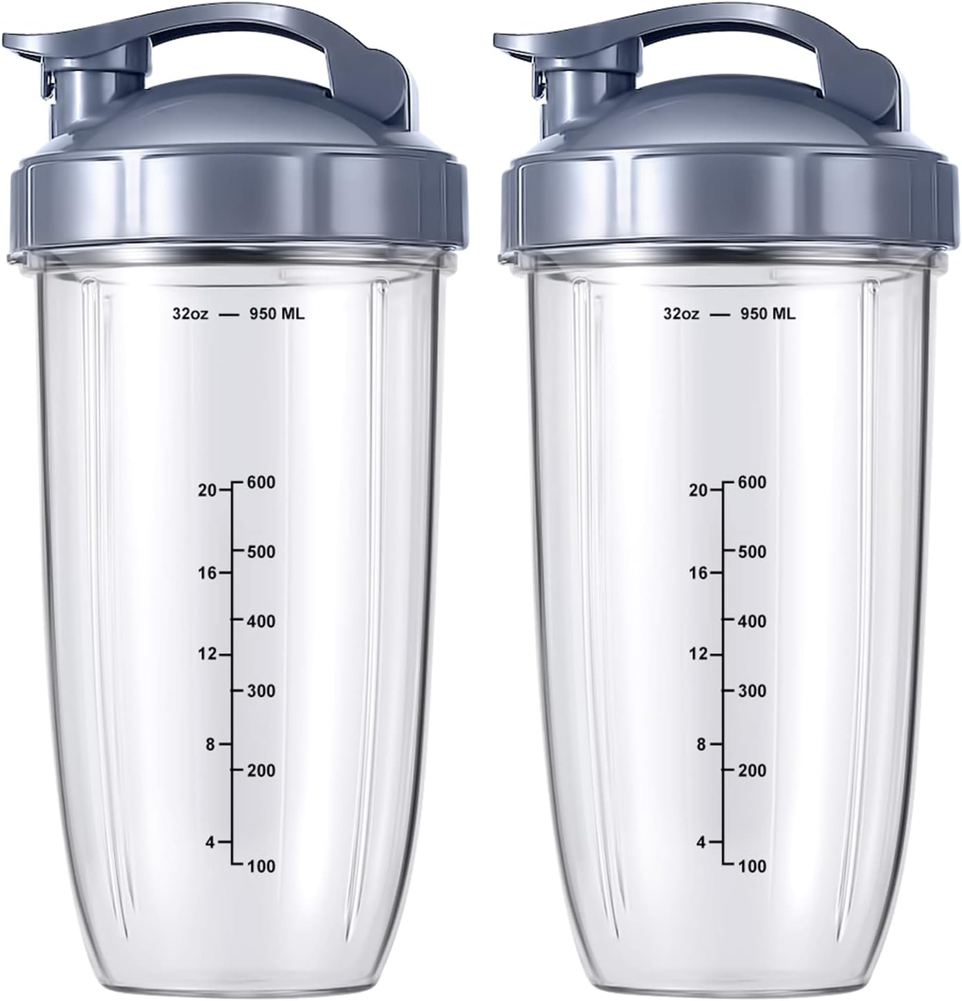 2-pack Replacement Parts Upgrade 32oz Cups with Flip-Top To-Go-Lid and Rubber Gaskets Compatible with NutriBullet 600w/900w Blender Accessory - Image 2