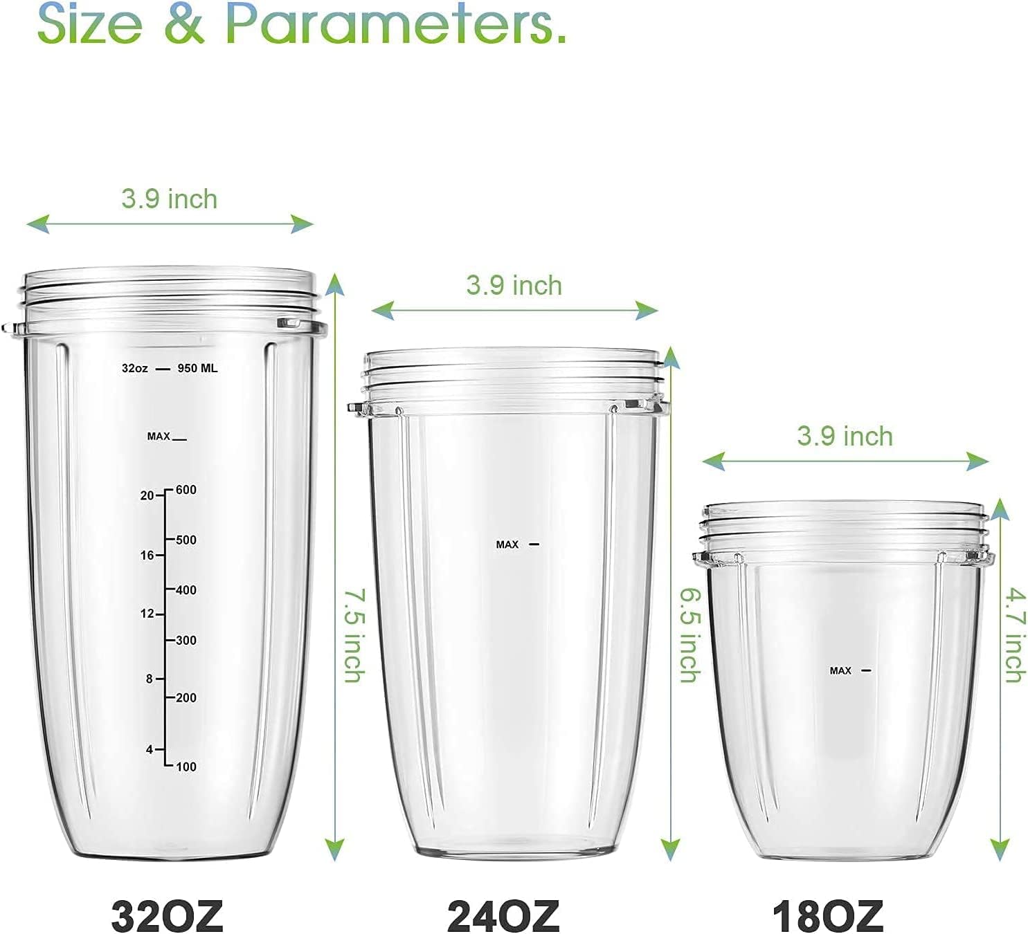 2-pack Replacement Parts Upgrade 32oz Cups with Flip-Top To-Go-Lid and Rubber Gaskets Compatible with NutriBullet 600w/900w Blender Accessory - Image 4
