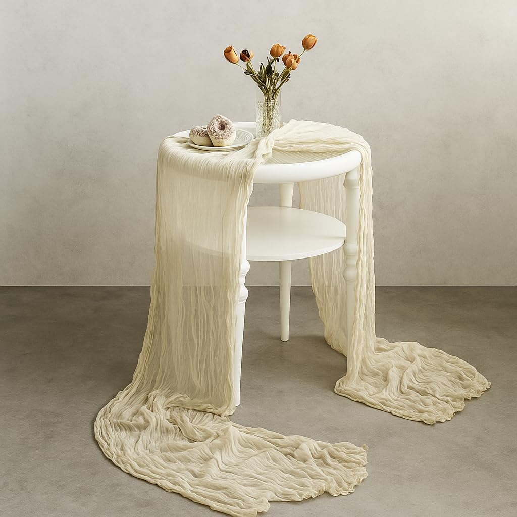 Cheesecloth Table Runner - 10FT Natural Linen Beige Gauze Fabric Table Decor for Wedding, Party, Dinner, Farmhouse or Boho Rustic Events - Image 4
