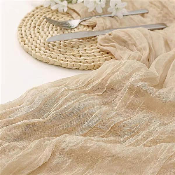 Cheesecloth Table Runner - 10FT Natural Linen Beige Gauze Fabric Table Decor for Wedding, Party, Dinner, Farmhouse or Boho Rustic Events - Image 8