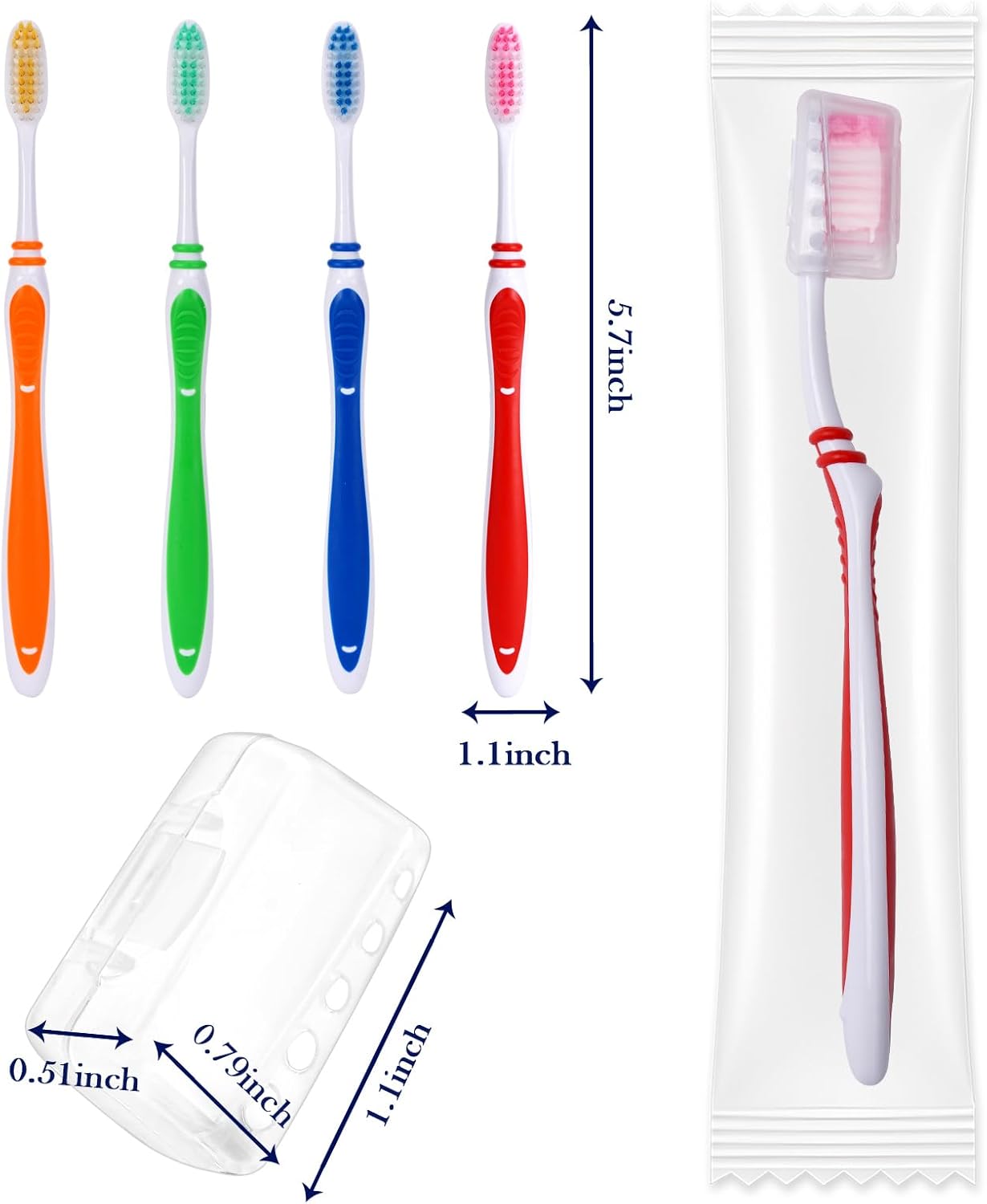 100 Pack Bulk Toothbrush Package with Covers Premium Quality Individually Wrapped Tooth Brushes, Soft Bristle Toothbrushes for Adults & kids, Hygienic Cap Donations, Travel, Hotels, Homeless - Image 2