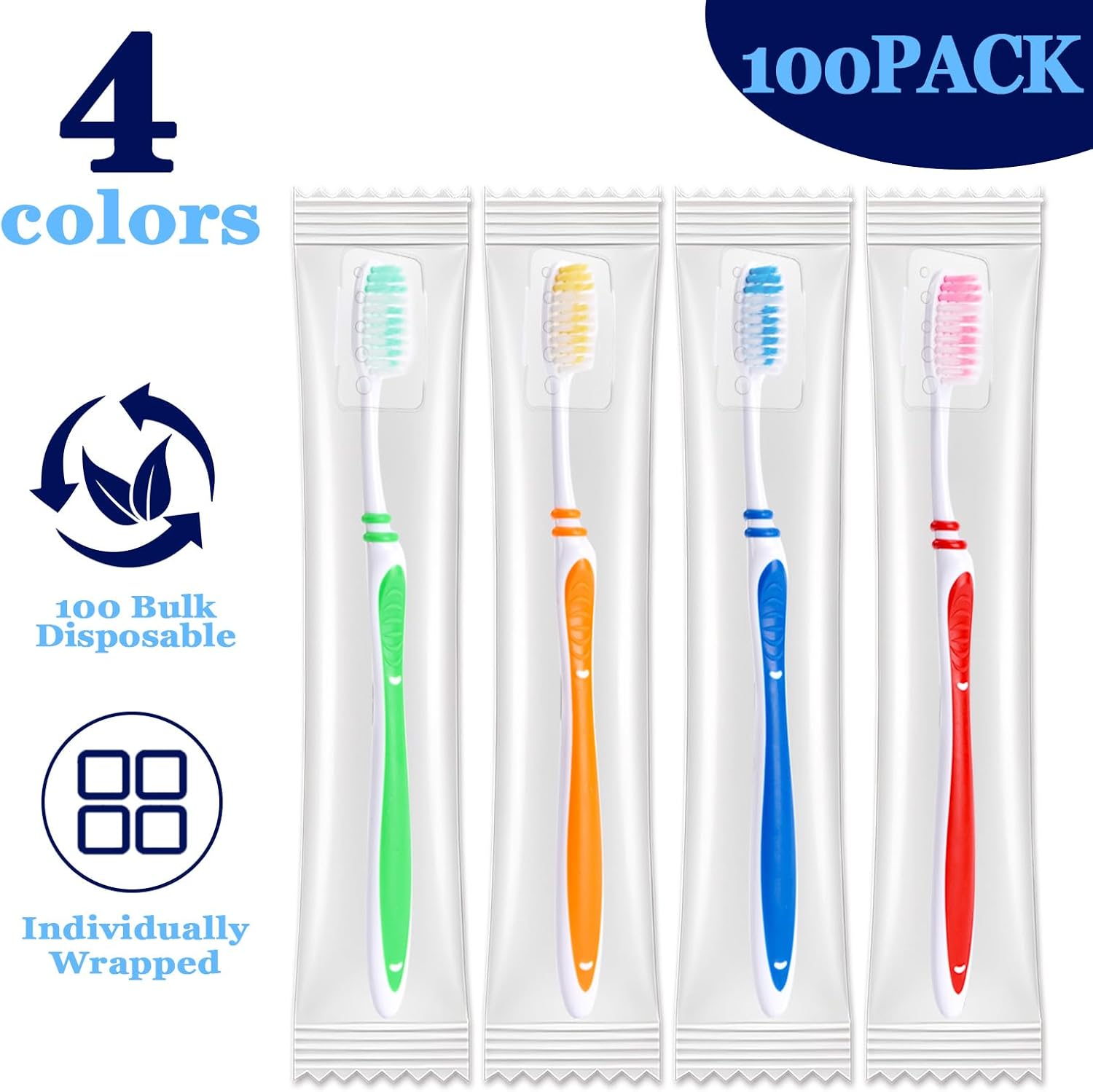 100 Pack Bulk Toothbrush Package with Covers Premium Quality Individually Wrapped Tooth Brushes, Soft Bristle Toothbrushes for Adults & kids, Hygienic Cap Donations, Travel, Hotels, Homeless - Image 4