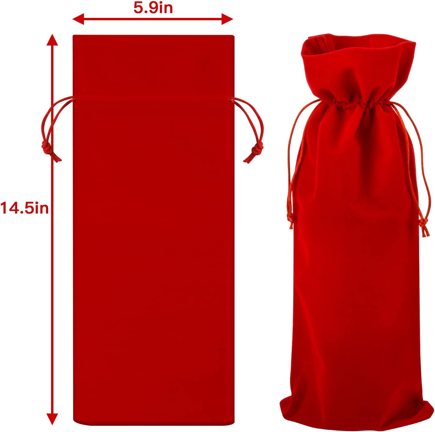 Homakover Luxury Velvet Wine Bag Wine Gift Bags, 6 Pcs Wine Bottle Bags with Double Drawstring Closure, 14.5