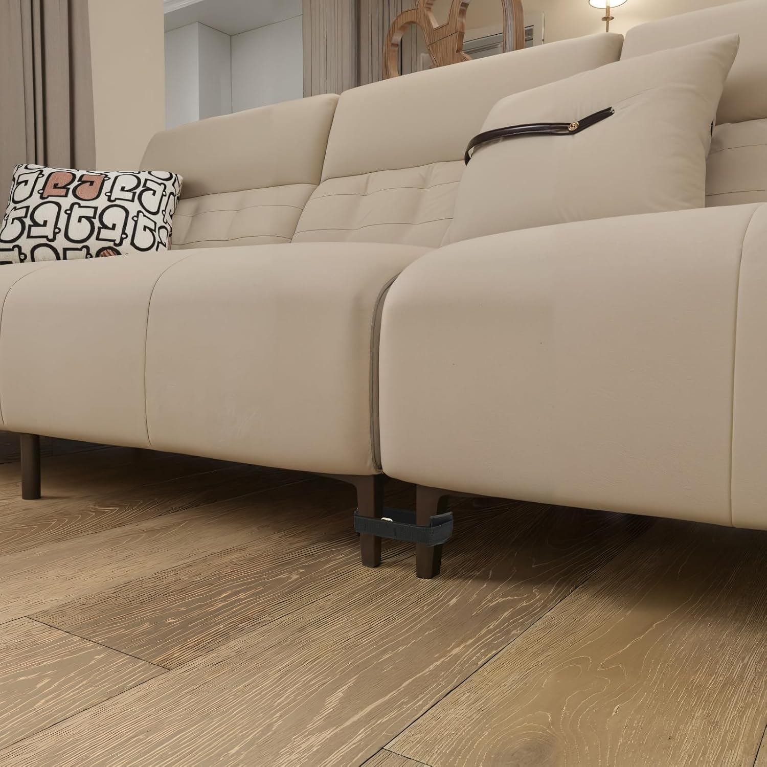4 Pack Sectional Couch Connectors for Sliding Sofas, Non Slip Sectional Sofa Locks, Universal Sectional Couch Furniture Clips, Hook & Loop Cinch Straps with Adhesive Keep Sectional Couch Legs Together - Image 6