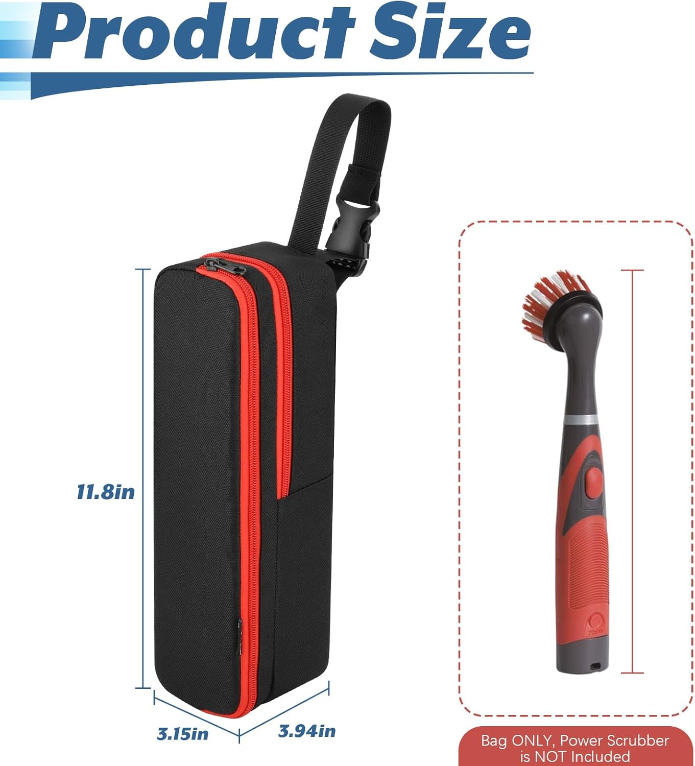 Homakover Carrying Case Compatible with Rubbermaid Reveal Power Scrubber Ultimate Kit, Waterproof Storage Bag for Scrub Brush Cleaner, Adjustable Storage Holder with Pocket for Accessories - Image 2