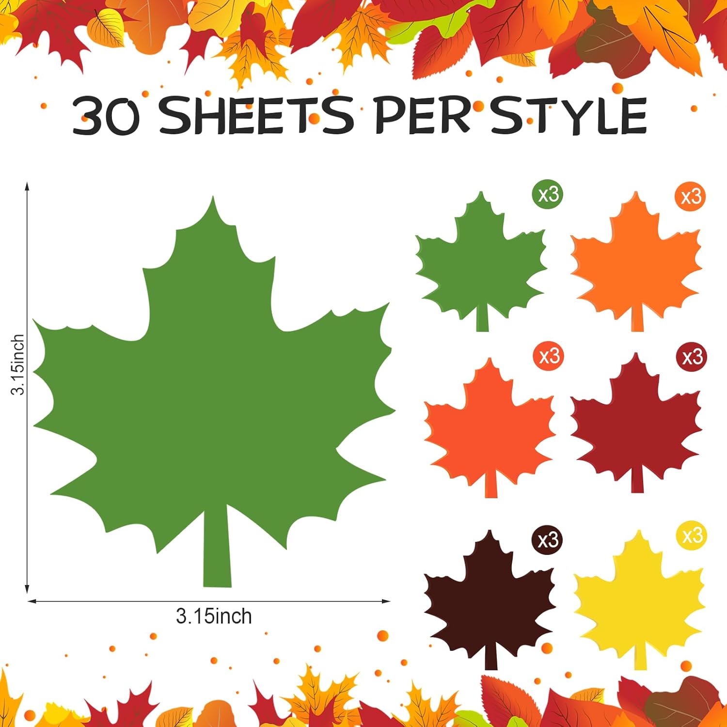 Glenmal 540 Sheets Thanksgiving Fall Leaf Sticky Notes Autumn Sticky Notepads Maple Leaves Shape Self Stick Cute Colorful Maple Leaf Note Memo Pad for Write Office Home, 3.15 Inch 18 Pads 6 Colors - Image 1