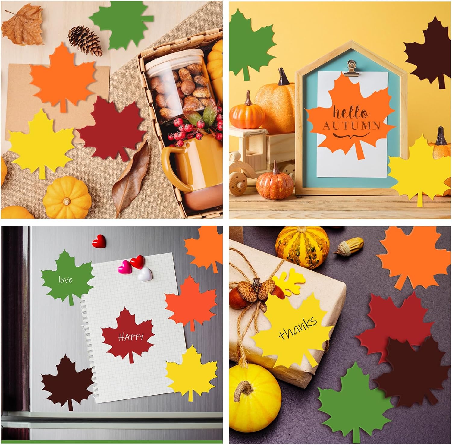 Glenmal 540 Sheets Thanksgiving Fall Leaf Sticky Notes Autumn Sticky Notepads Maple Leaves Shape Self Stick Cute Colorful Maple Leaf Note Memo Pad for Write Office Home, 3.15 Inch 18 Pads 6 Colors - Image 2
