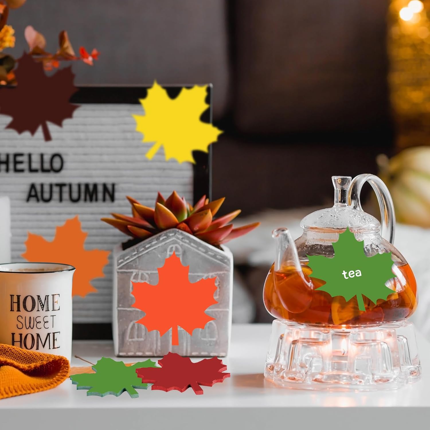 Glenmal 540 Sheets Thanksgiving Fall Leaf Sticky Notes Autumn Sticky Notepads Maple Leaves Shape Self Stick Cute Colorful Maple Leaf Note Memo Pad for Write Office Home, 3.15 Inch 18 Pads 6 Colors - Image 3