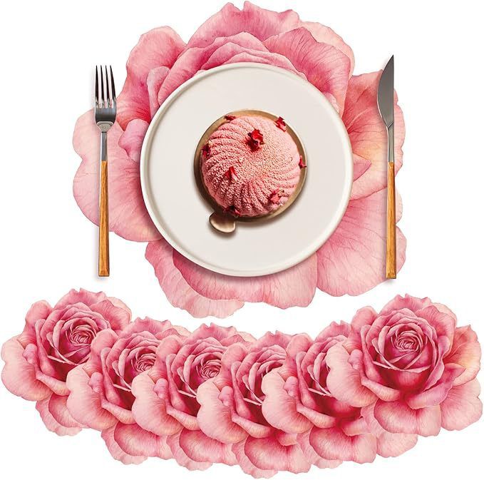 Set of 100 Peony Placemat Pink Floral Place Mats Spring Paper Placemats Disposable for Dining Table Parties Wedding Kitchen Decor Bridal Shower, 13 x 13 Inch - Image 4