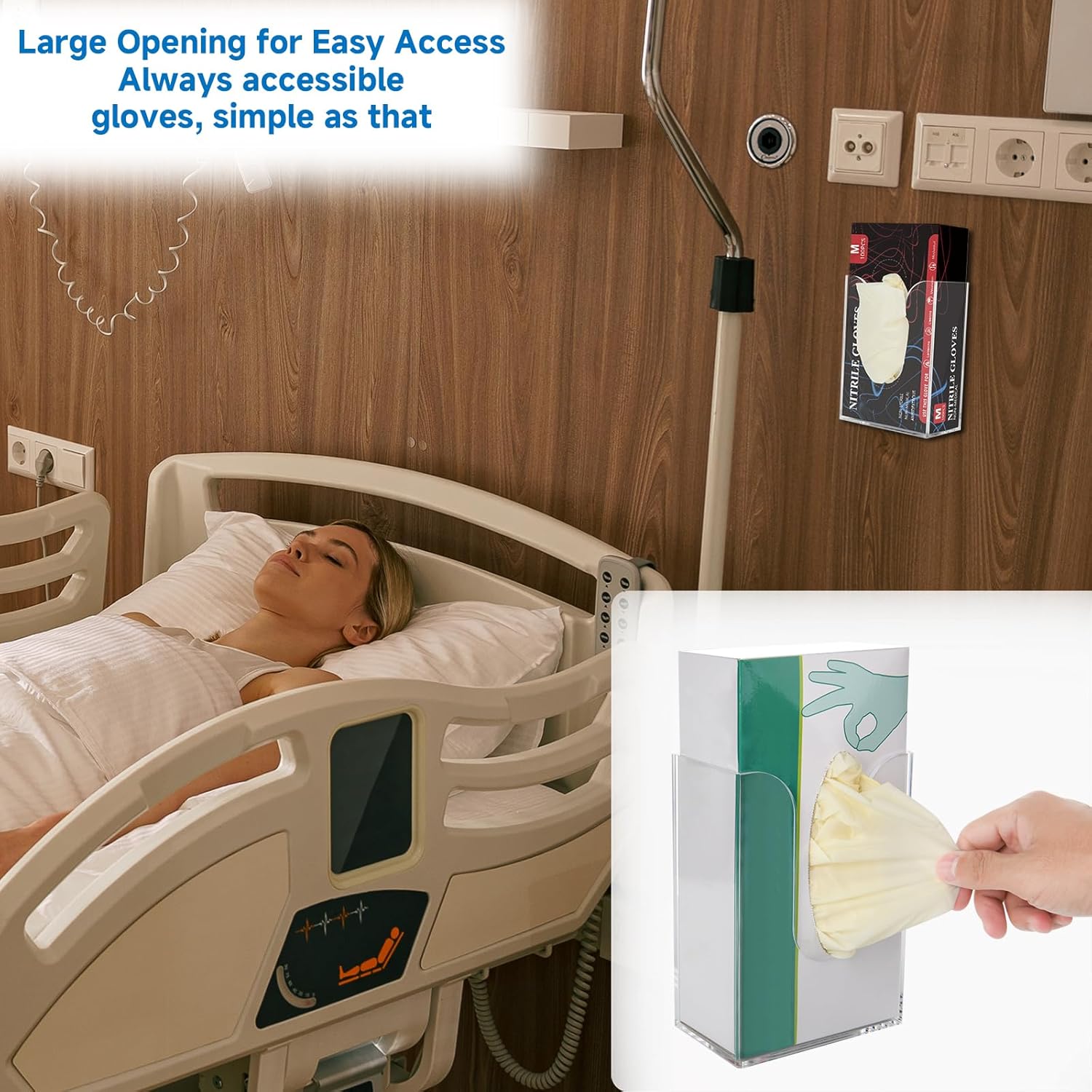 Acrylic Glove Dispenser, Wall-Mounted Glove Box Holder for Disposable Gloves Box & Tissue Box, Multipurpose Glove Box Organizer Glove Rack, Space Saving Design for Workshop Office Kitchen Garage - Image 4