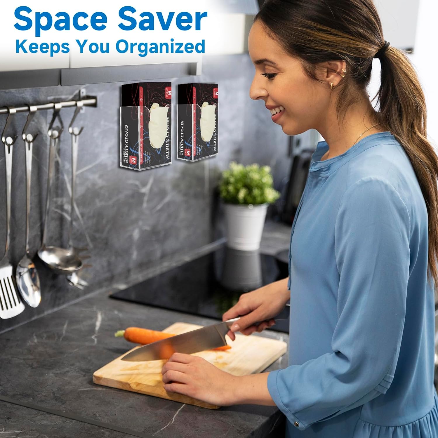 Acrylic Glove Dispenser, Wall-Mounted Glove Box Holder for Disposable Gloves Box & Tissue Box, Multipurpose Glove Box Organizer Glove Rack, Space Saving Design for Workshop Office Kitchen Garage - Image 5