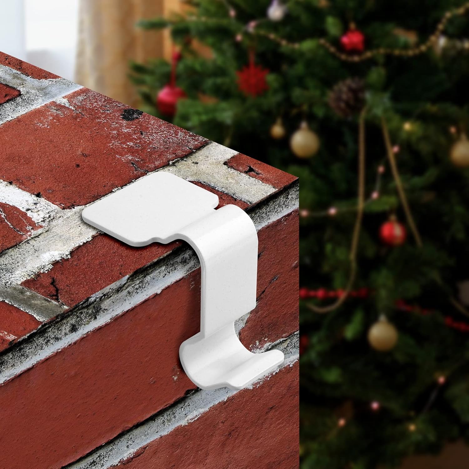 Christmas Stocking Holders for Mantel Set of 4, No-Slip Christmas Stocking Clips Stocking Hanger Hooks For Christmas Decorations, Lightweight Stocking Holders Clip For Fireplace Counter Window (White) - Image 2