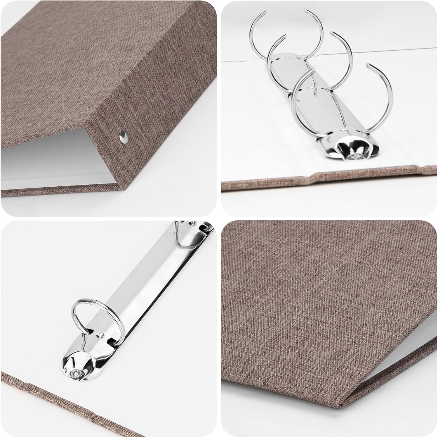 3 Ring Binder, A4 Fabric Cover Round Ring Durable Binder for 3-Hole Letter Size Paper, Decorative Organizer Holds 200 Sheets Letter Size 8.5'' x 11'' Paper, for Office Home - Image 2