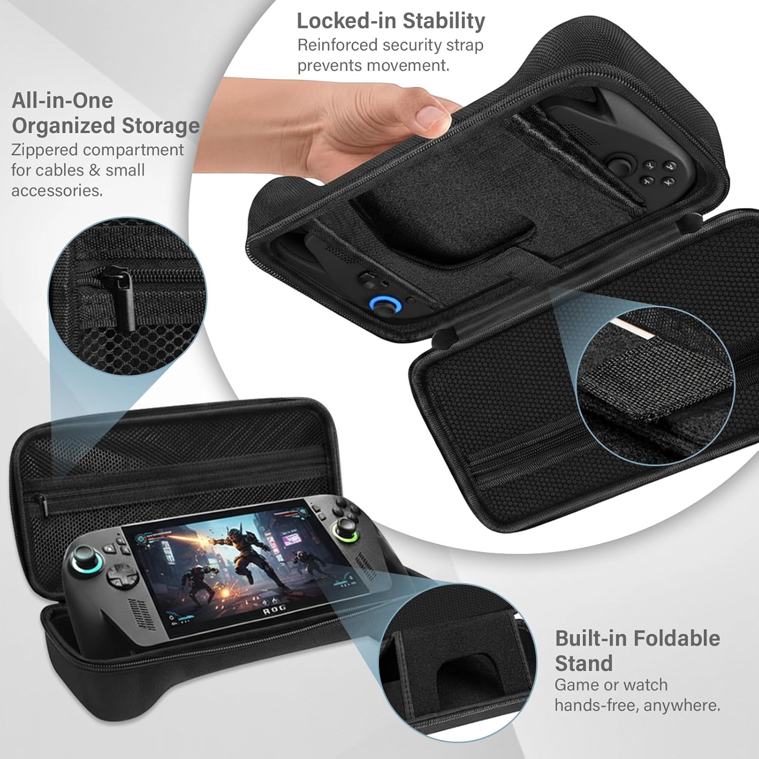 CheerBall Carrying Case Compatible with ASUS ROG Xbox Ally /Xbox Ally X 2025, EVA Hard Shell Protective Travel Bag, Shockproof Storage for Console & Accessories - Image 4