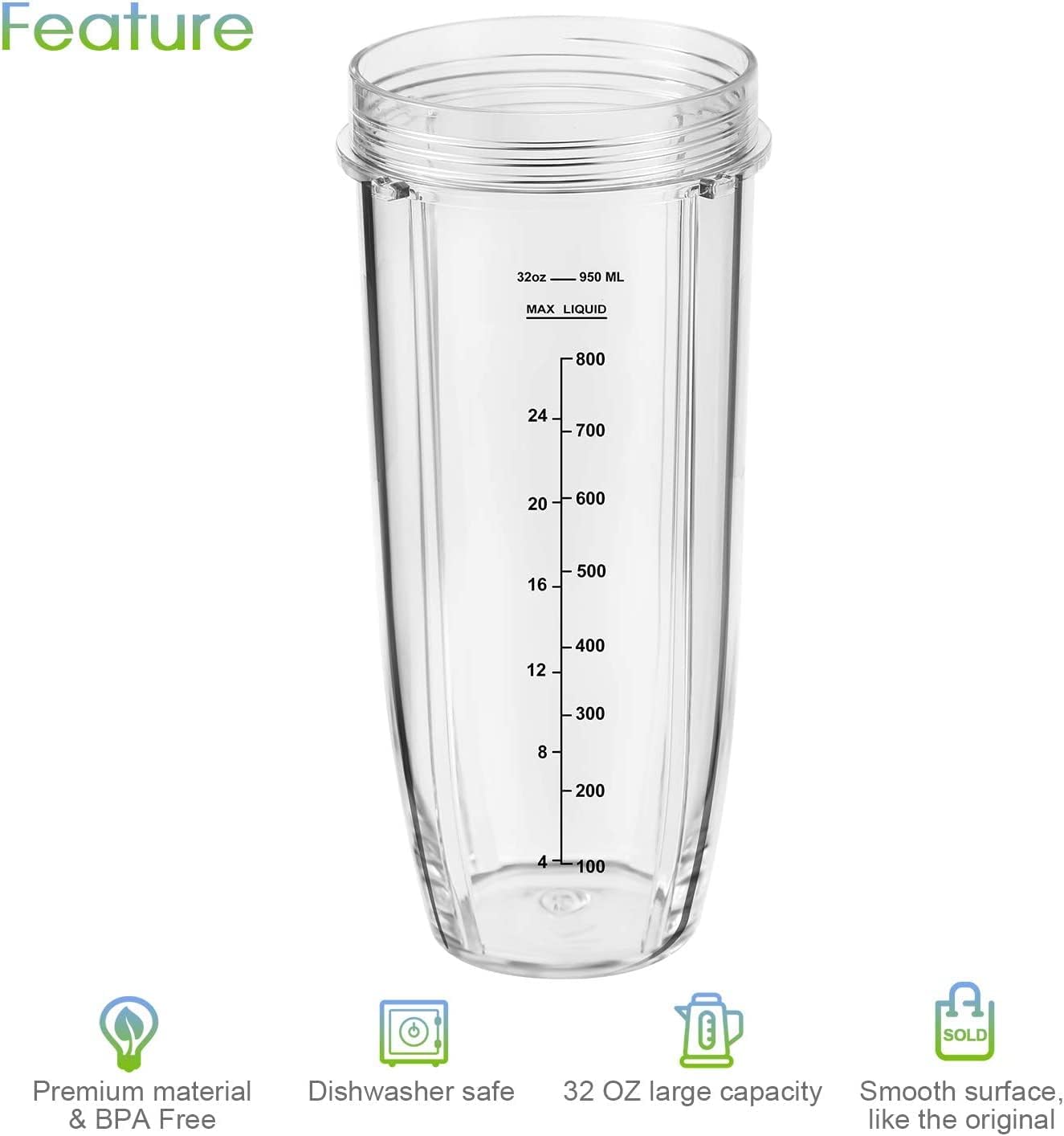 Replacement Part for Nutri Ninja Blender 2-Pack 32oz Replacement Cups Compatible with Nutri Ninja Auto-iQ Series Blenders - Image 3