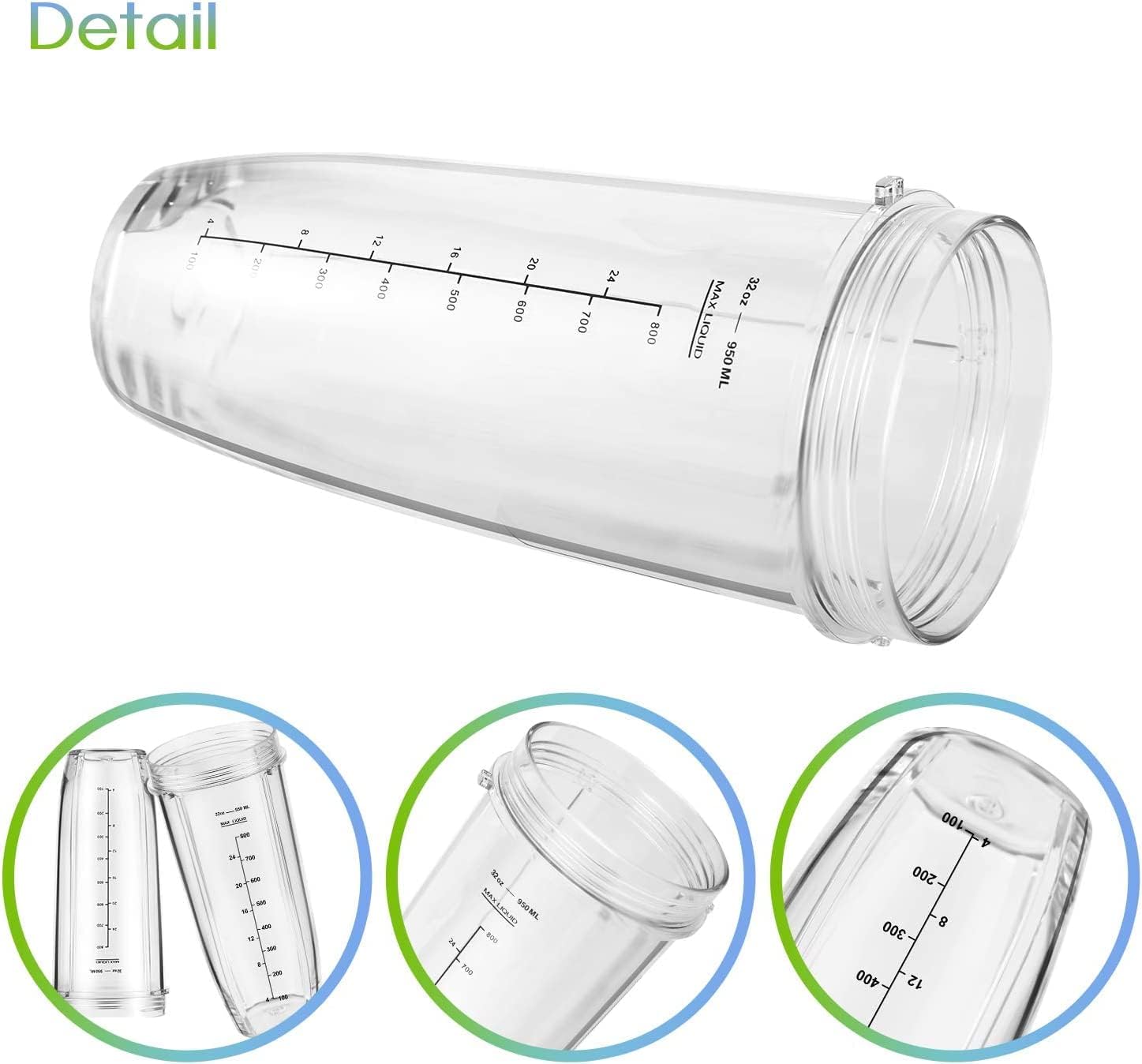 Replacement Part for Nutri Ninja Blender 2-Pack 32oz Replacement Cups Compatible with Nutri Ninja Auto-iQ Series Blenders - Image 4