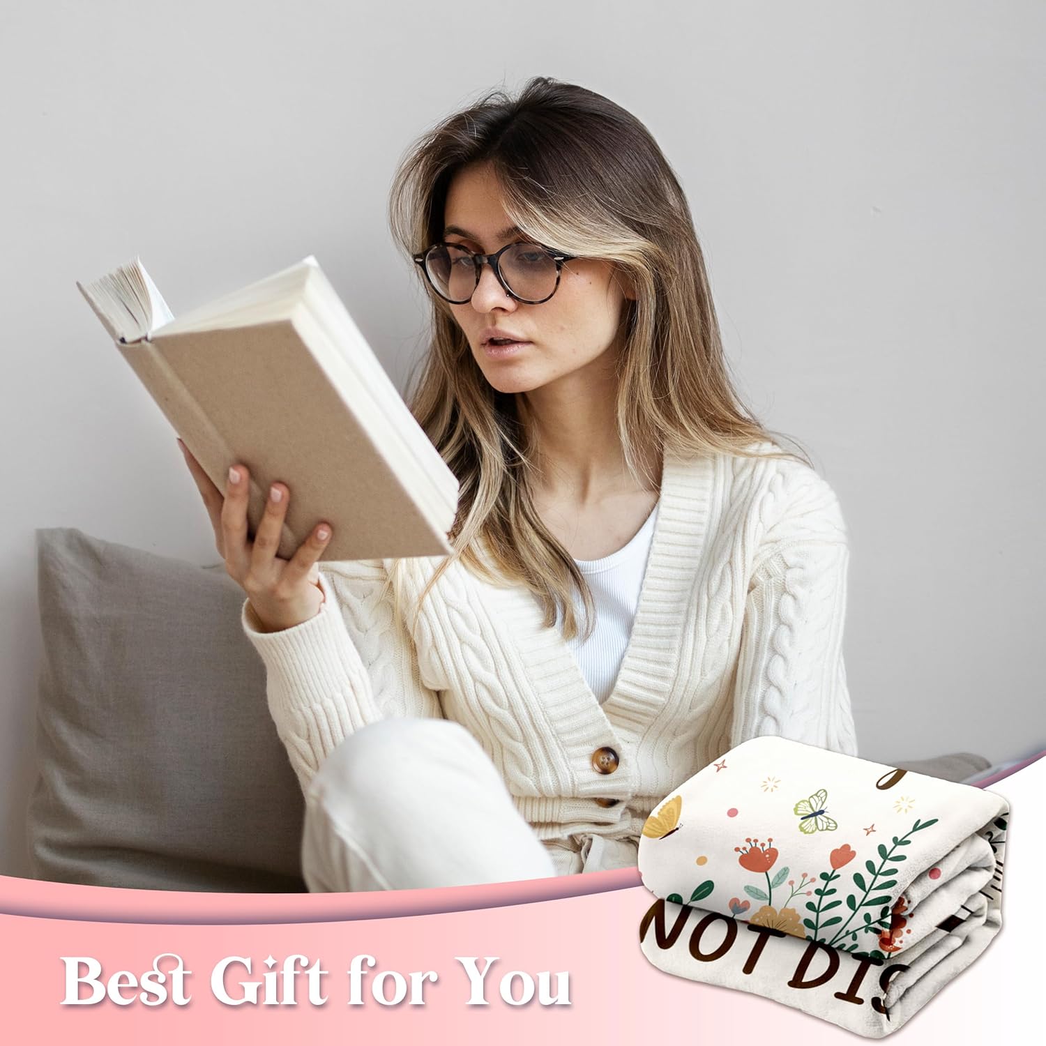 Book Lovers Gifts for Women Men, Flannel Soft Book Reading Blanket Decor, Reader Gifts for Birthday, Reading Accessories, Bookish Bookworm Gift - 50'' x 60'' - Image 2