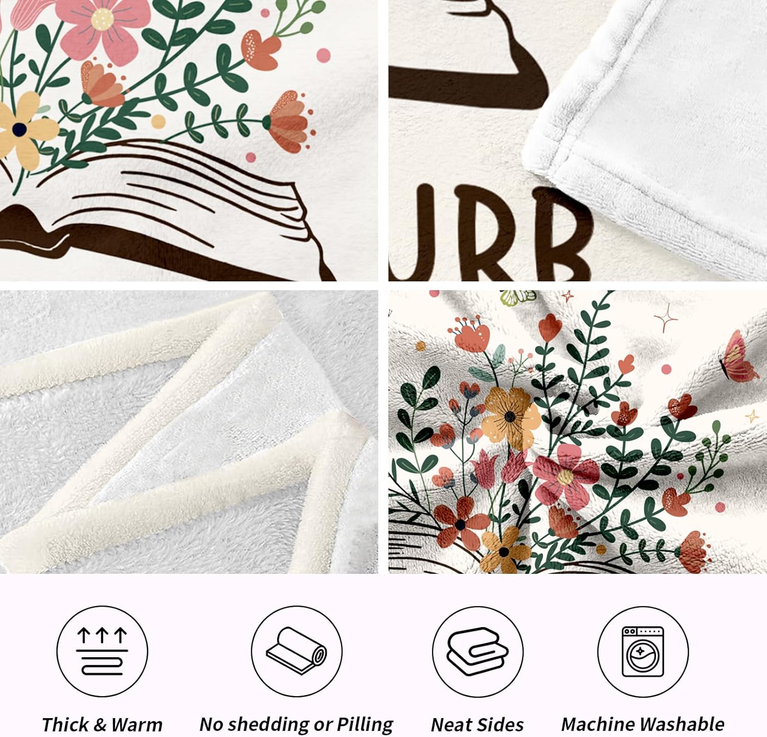 Book Lovers Gifts for Women Men, Flannel Soft Book Reading Blanket Decor, Reader Gifts for Birthday, Reading Accessories, Bookish Bookworm Gift - 50'' x 60'' - Image 4