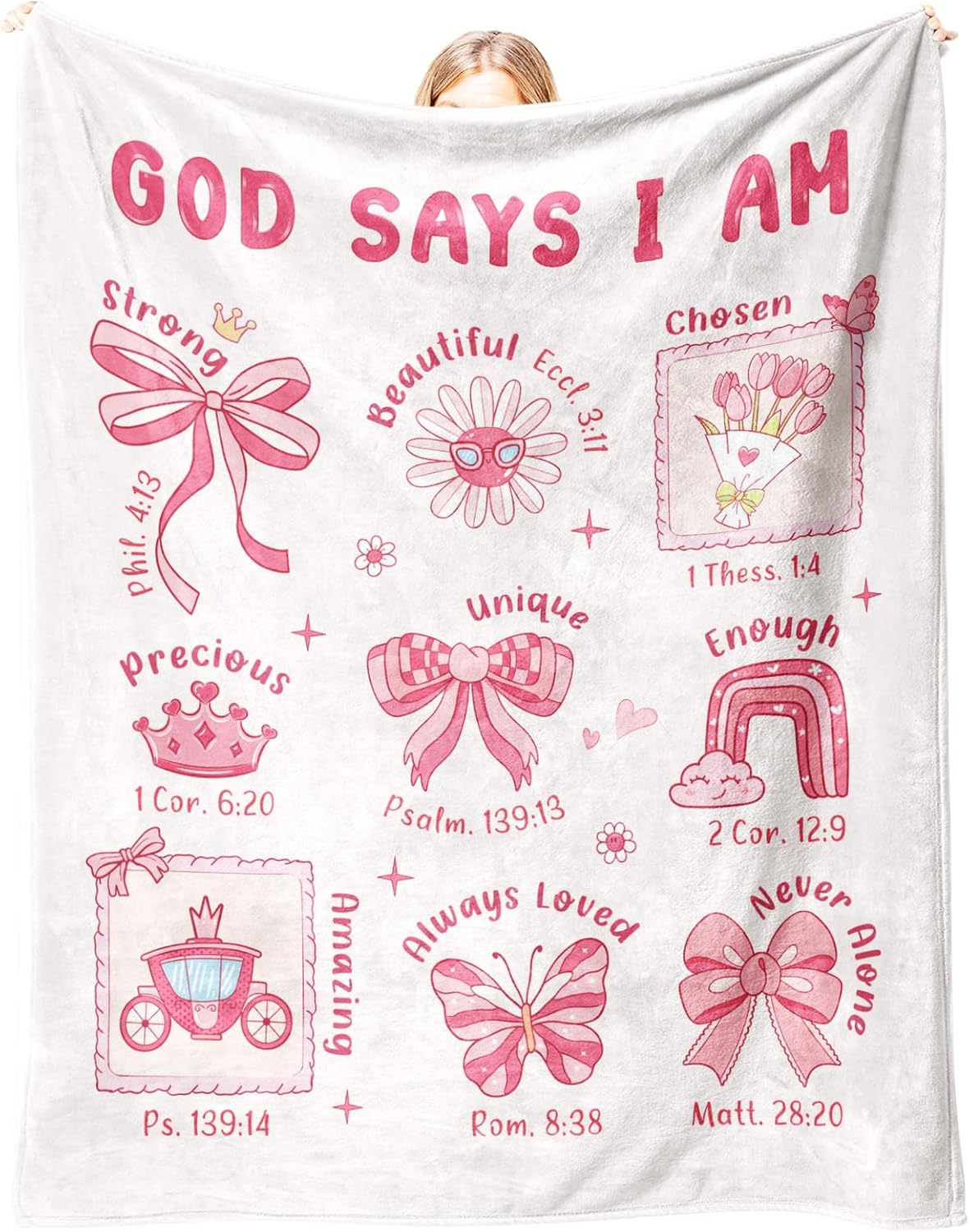 Baptism Gifts for Girl Christening, Christian Gifts for Girls, Flannel Soft Girl Blanket Decor, Christian Gift for Women on Birthday Christmas, Bible Verse Scripture Prayer Blanket - Image 1