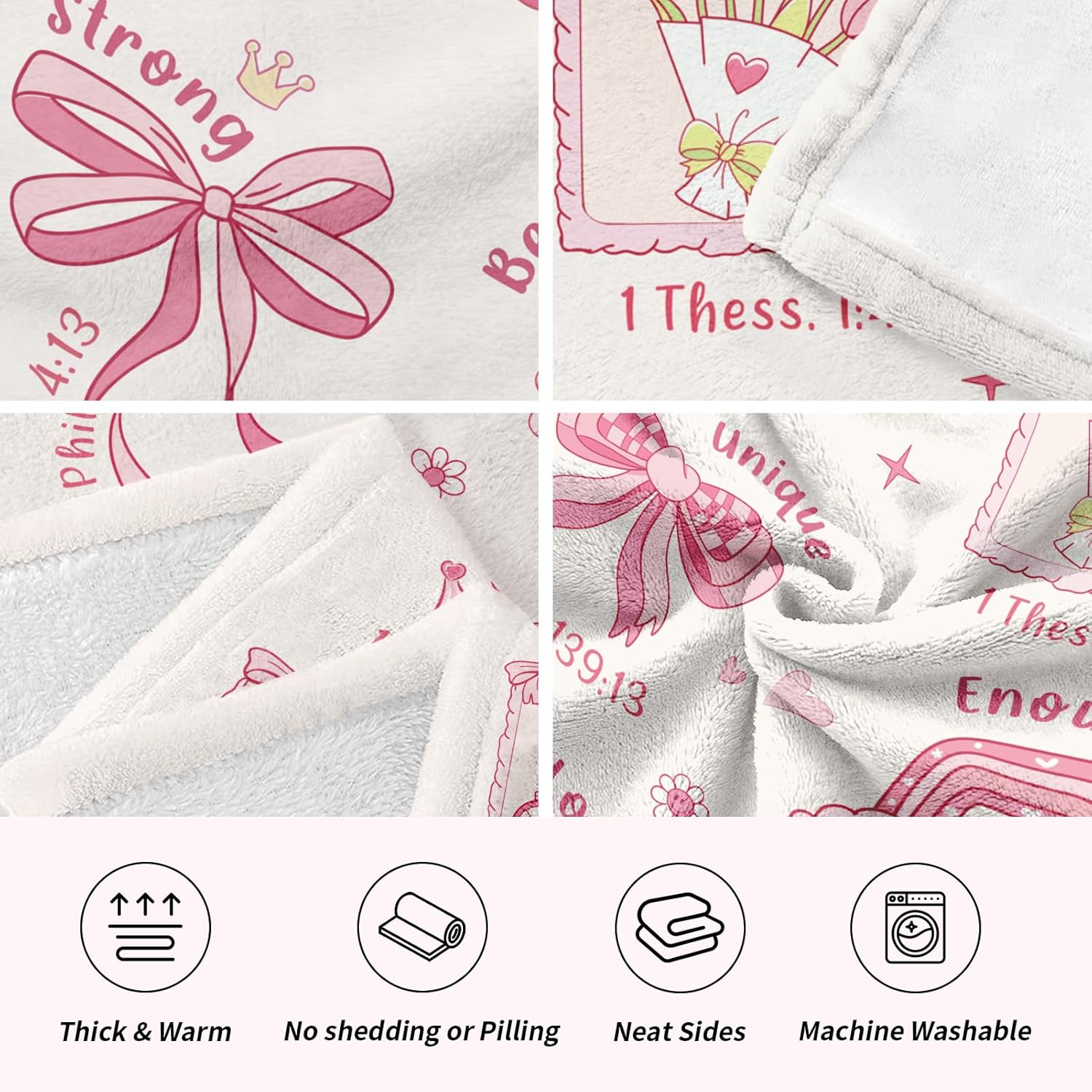 Baptism Gifts for Girl Christening, Christian Gifts for Girls, Flannel Soft Girl Blanket Decor, Christian Gift for Women on Birthday Christmas, Bible Verse Scripture Prayer Blanket - Image 4