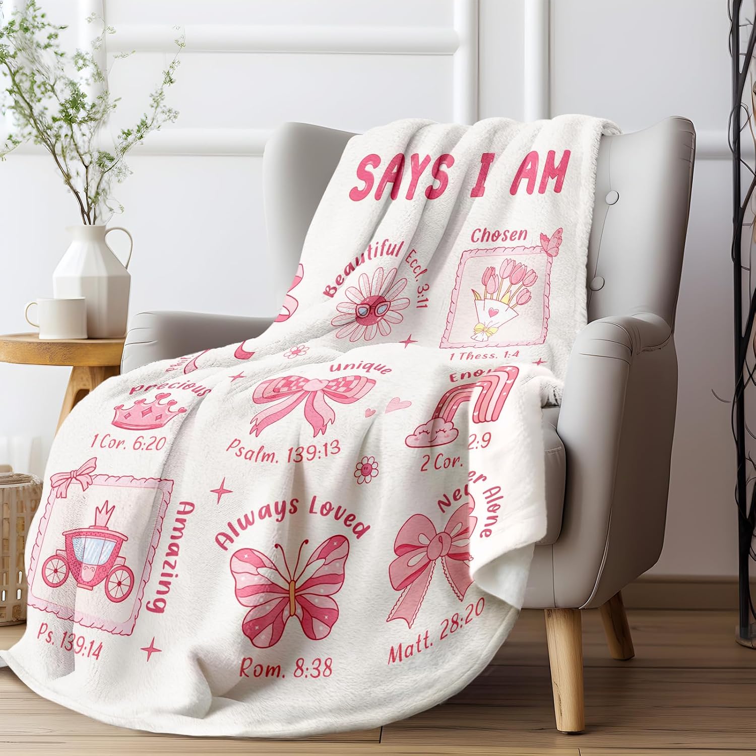 Baptism Gifts for Girl Christening, Christian Gifts for Girls, Flannel Soft Girl Blanket Decor, Christian Gift for Women on Birthday Christmas, Bible Verse Scripture Prayer Blanket - Image 6