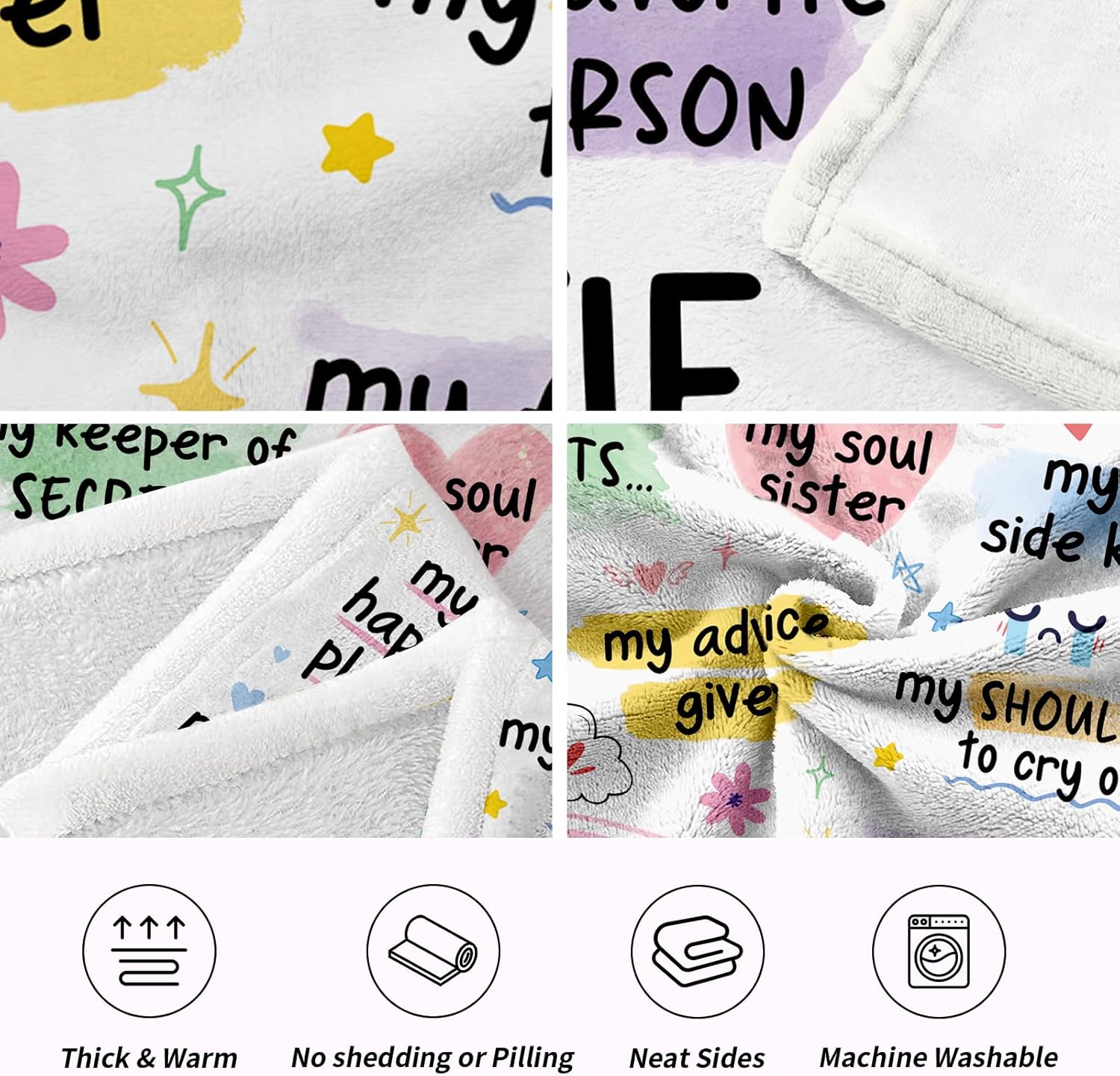 Best Friend Bestie Birthday Gifts for Women, Soft Flannel Blanket, Friend Birthday Gifts for Women Friendship, Happy Bday for Bestie BFF, 50'' x 60'' - Image 4