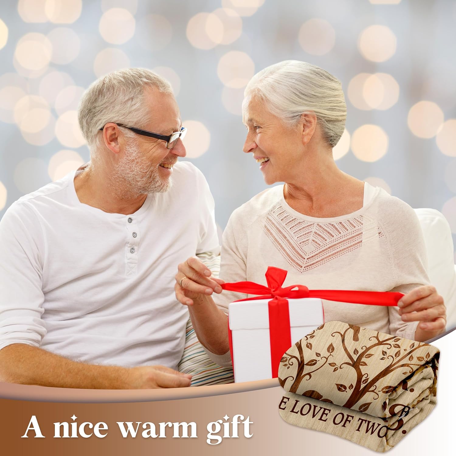 Happy 50th Anniversary Wedding Gifts, Flannel Soft Blanket Decor, Golden 50th Anniversary Romantic Gifts for Couple Parents, 50 Year Wedding Anniversary Decorations - 50x60 inches - Image 2