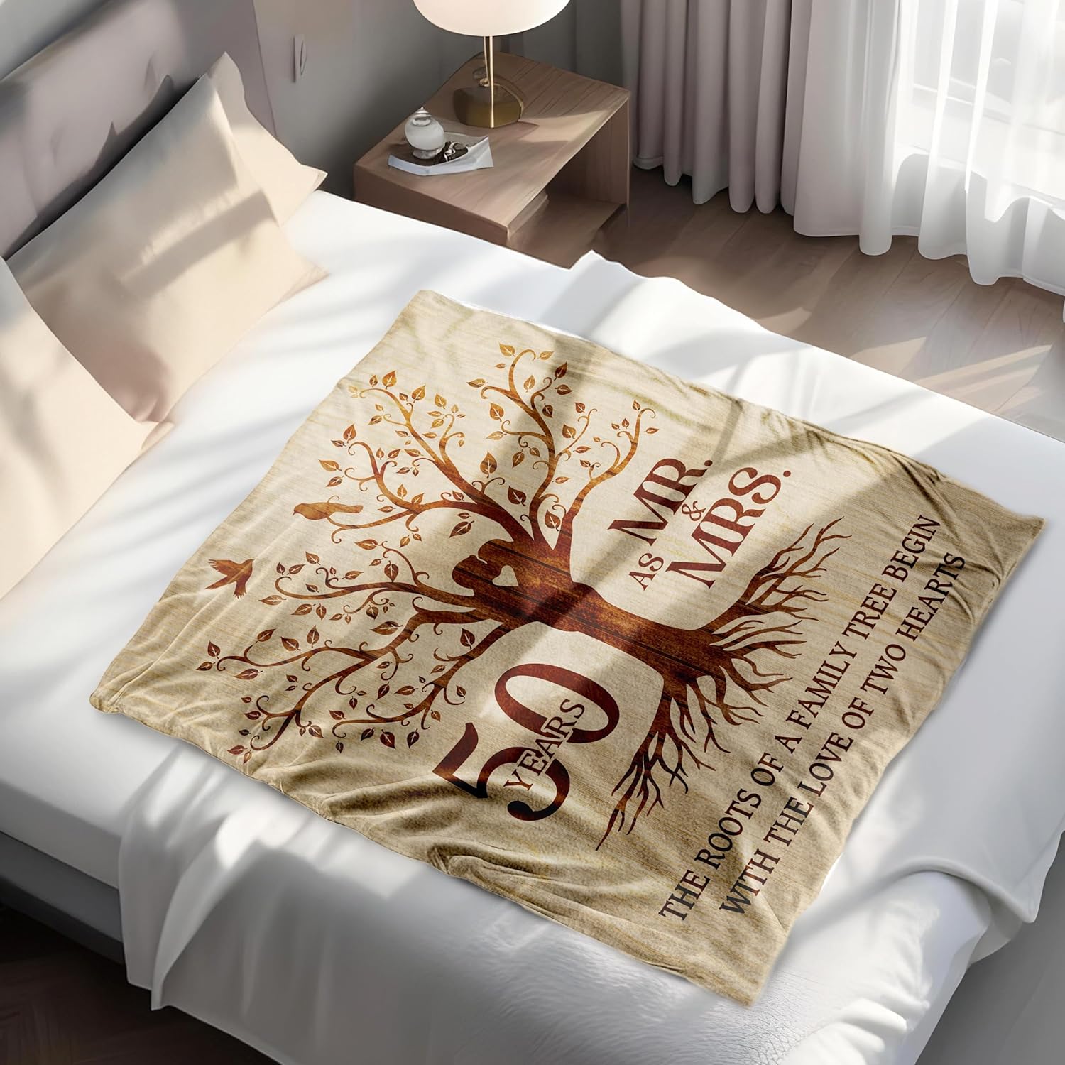 Happy 50th Anniversary Wedding Gifts, Flannel Soft Blanket Decor, Golden 50th Anniversary Romantic Gifts for Couple Parents, 50 Year Wedding Anniversary Decorations - 50x60 inches - Image 8