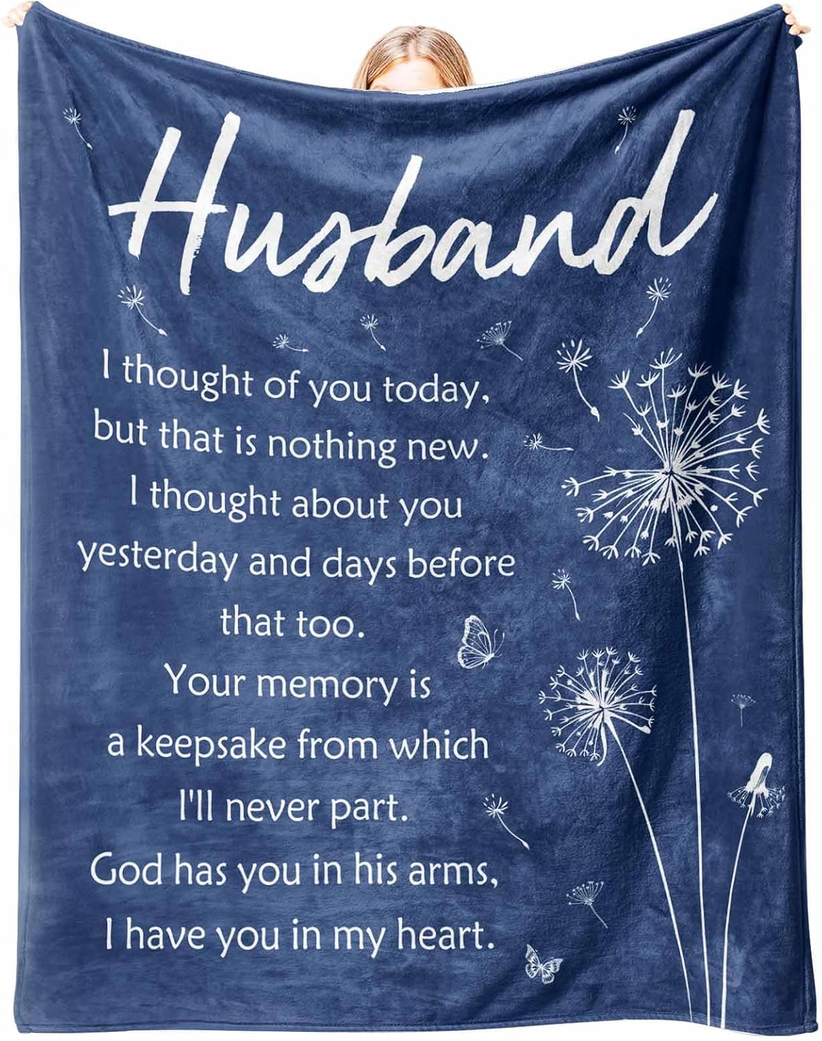 Sympathy Memorial Gifts for Loss of Husband, Soft Flannel Memorial Blanket, Remembrance Condolences Bereavement Gifts Idea in Memory of Husband, 50x60 inches - Image 1