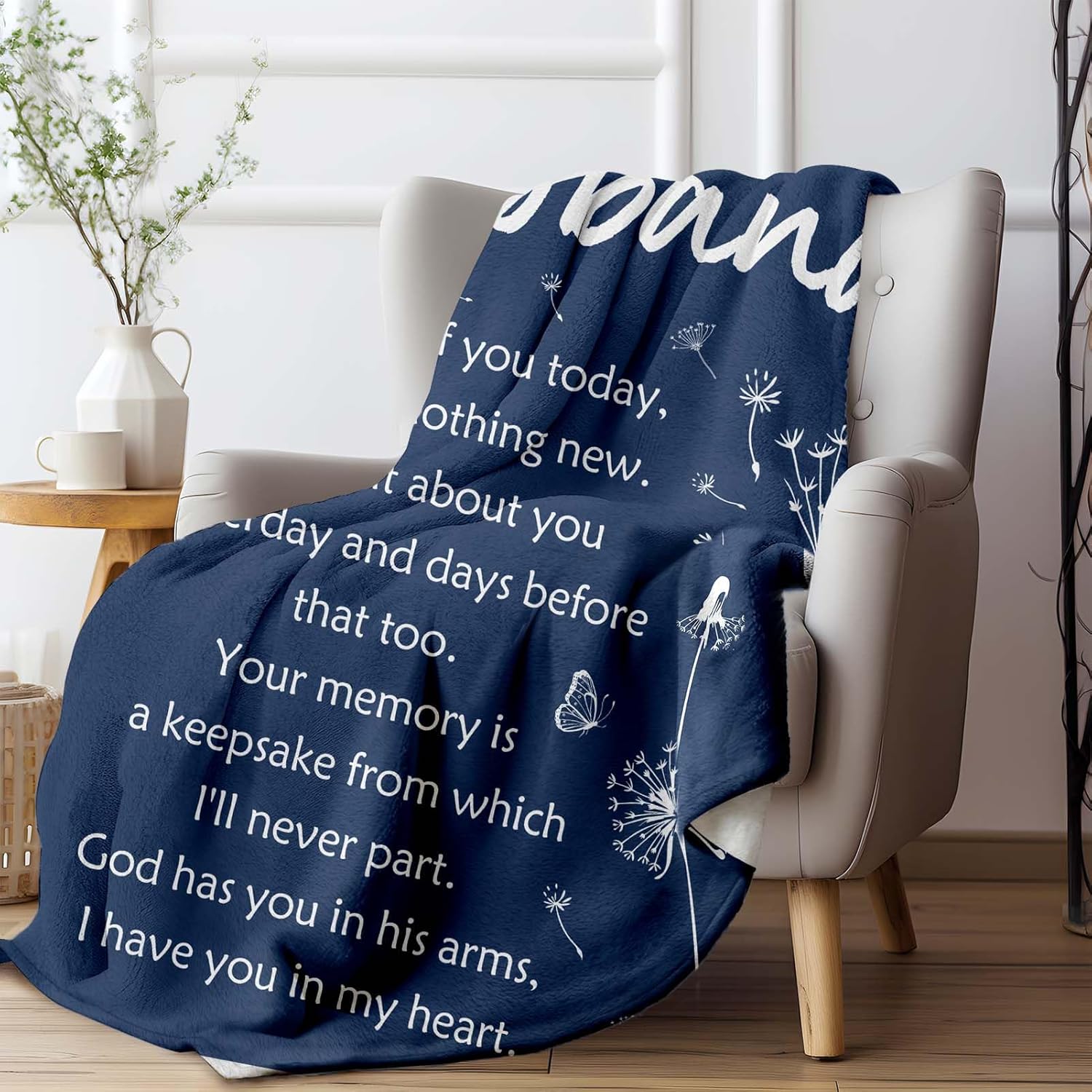 Sympathy Memorial Gifts for Loss of Husband, Soft Flannel Memorial Blanket, Remembrance Condolences Bereavement Gifts Idea in Memory of Husband, 50x60 inches - Image 6