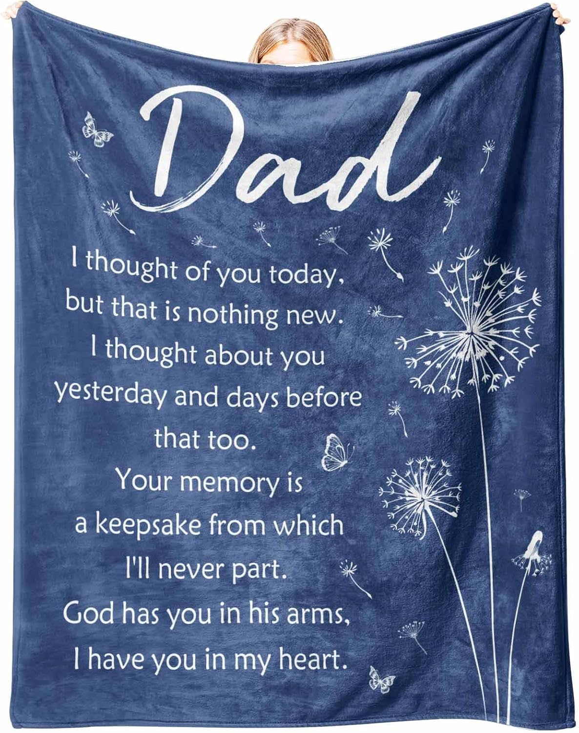 Memorial Bereavement Gifts for Loss of Dad Father, Soft Flannel Memorial Blanket for Loss of Father Sympathy, Remembrance Condolences Sympathy Gifts Idea in Memory of Dad, 50x60 inches - Image 1