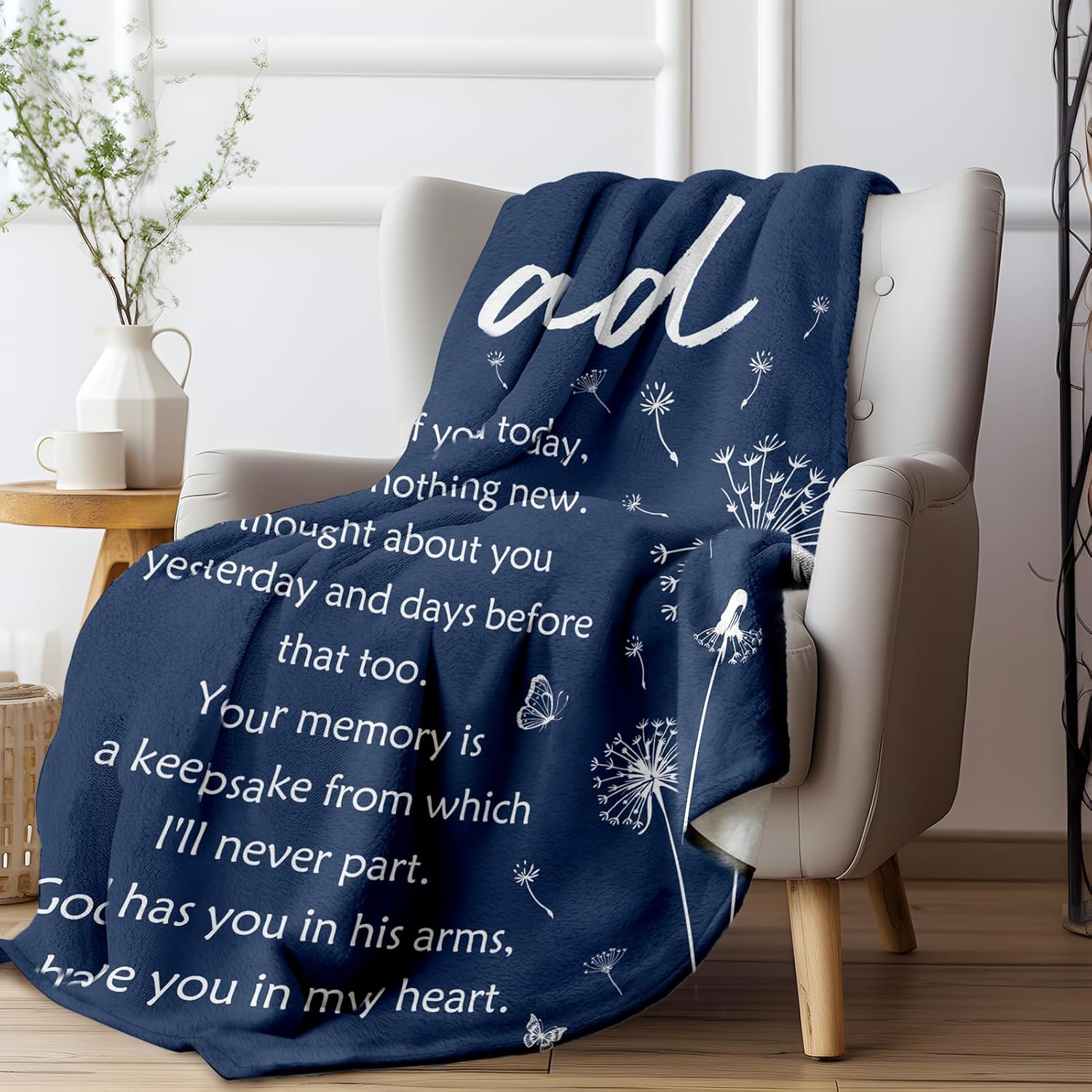 Memorial Bereavement Gifts for Loss of Dad Father, Soft Flannel Memorial Blanket for Loss of Father Sympathy, Remembrance Condolences Sympathy Gifts Idea in Memory of Dad, 50x60 inches - Image 6