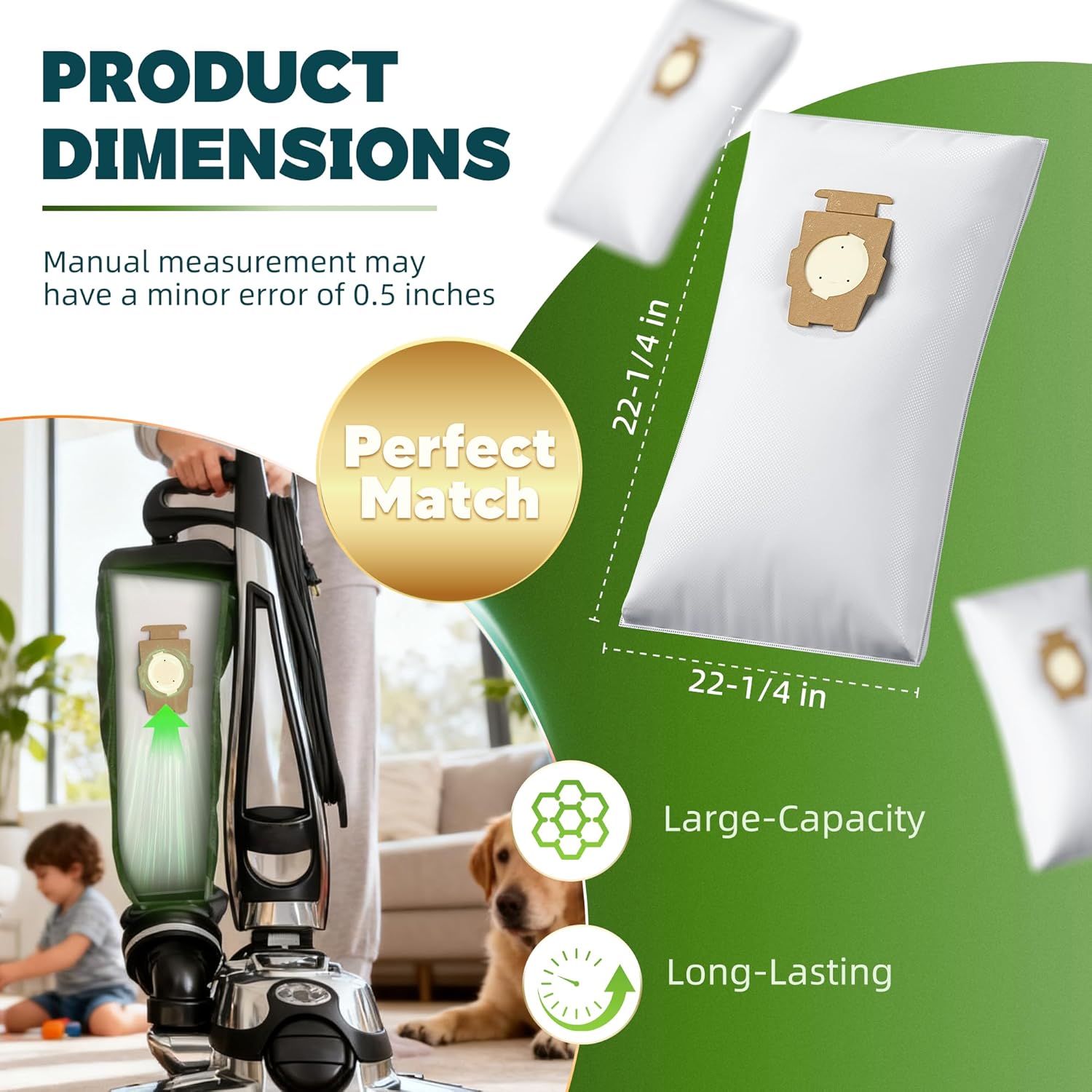 12 Pack Vacuum Bags [Model 204814] Compatible with Kirby Sentria/Avalir/Ultimate G Series | Replaces F-Style & Twist-Style 204811 205811 204808 | Replacement Parts by - Image 3