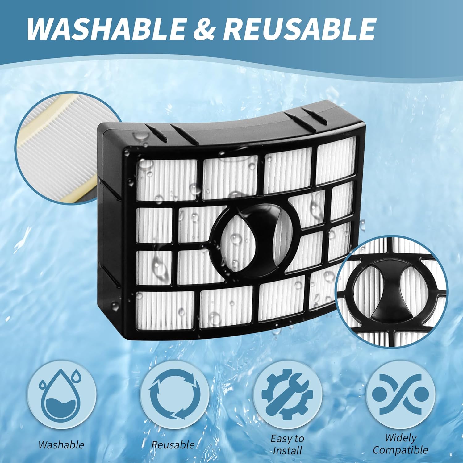 NV752 Filter Replacement Compatible with Shark Rotator Powered Lift-Away AZ1002, NV650 NV651 NV652 NV750 NV751 NV752 NV753 AX950 AX951 AX952 ZU632, Compare to Part # # XHF650&XFF650 - Image 3
