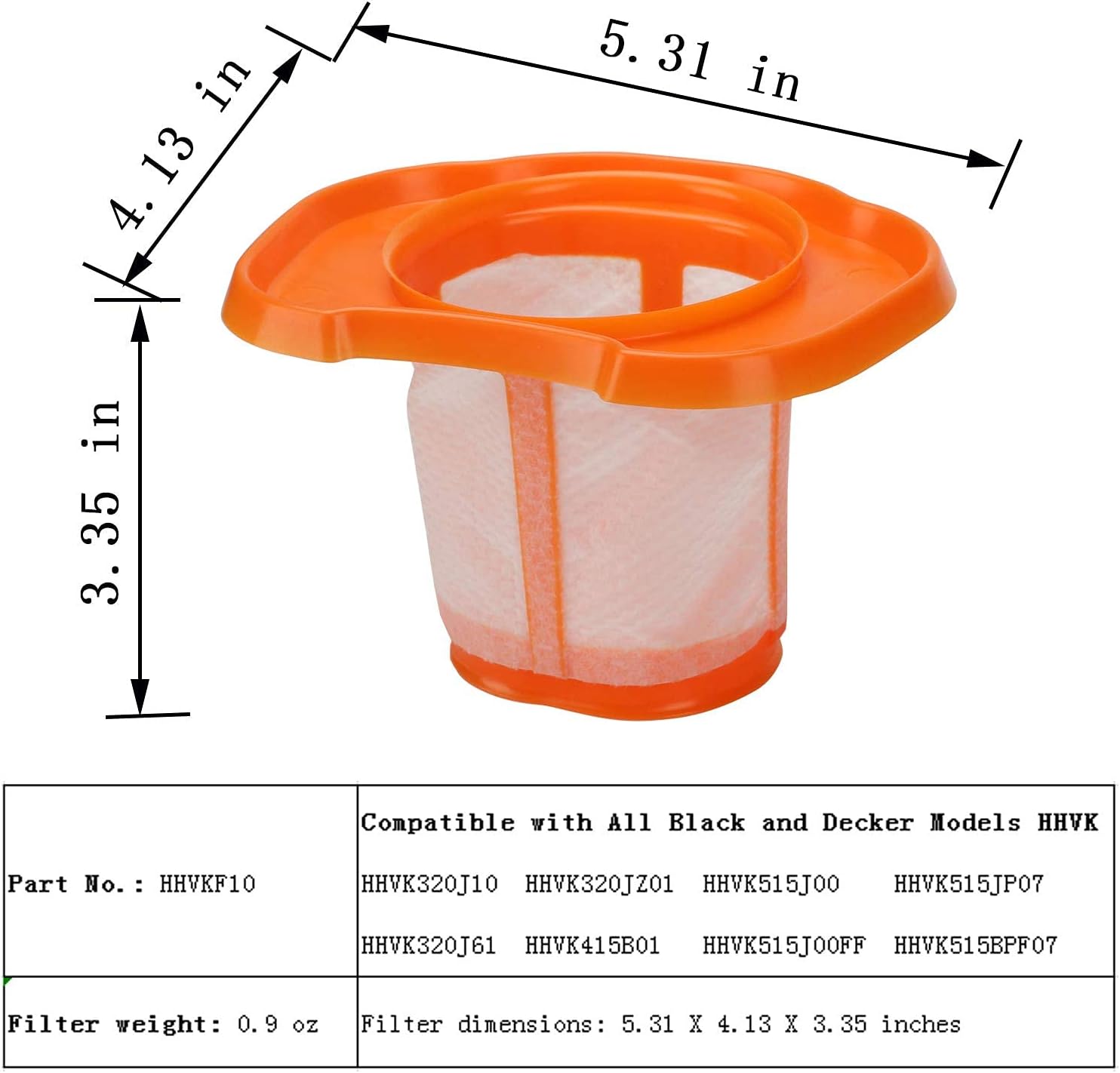 HHVKF10 Filter Compatible with Black and Decker Models HHVK320J10 HHVK320J61 HHVK320JZ01 HHVK415B01 HHVK515J00 HHVK515J00FF HHVK515JP07 HHVK515BPF07 - Image 7