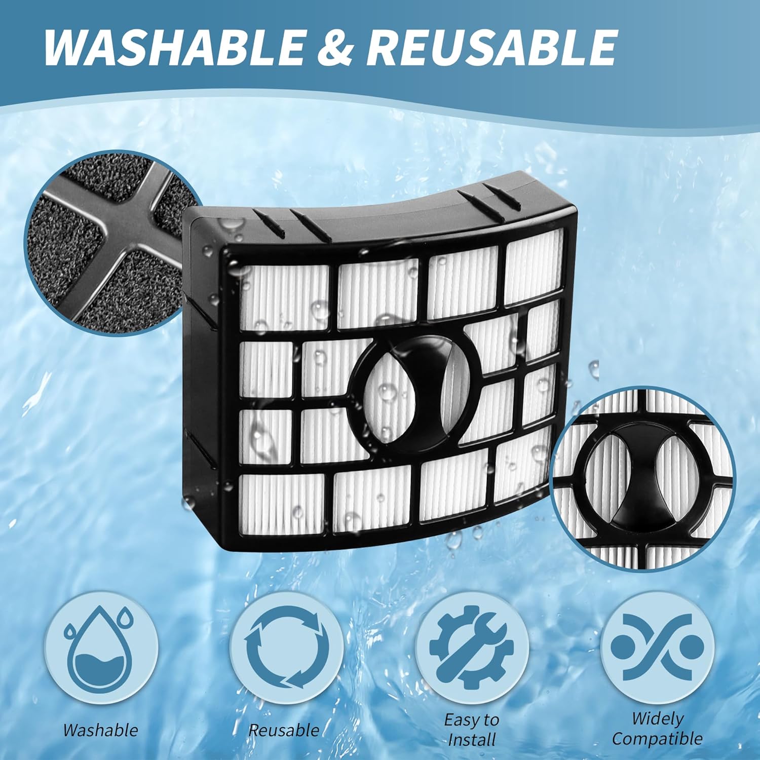 NV770 Filter Replacement Compatible with Shar-k Duo Clean Lift-away Upright Vacuum UV700 N,NV771,NV600,NV601,NV611,ZU701 Replaces # XFF600,XHF600,2 High Efficiency 2 Foam & Felt Filters - Image 4