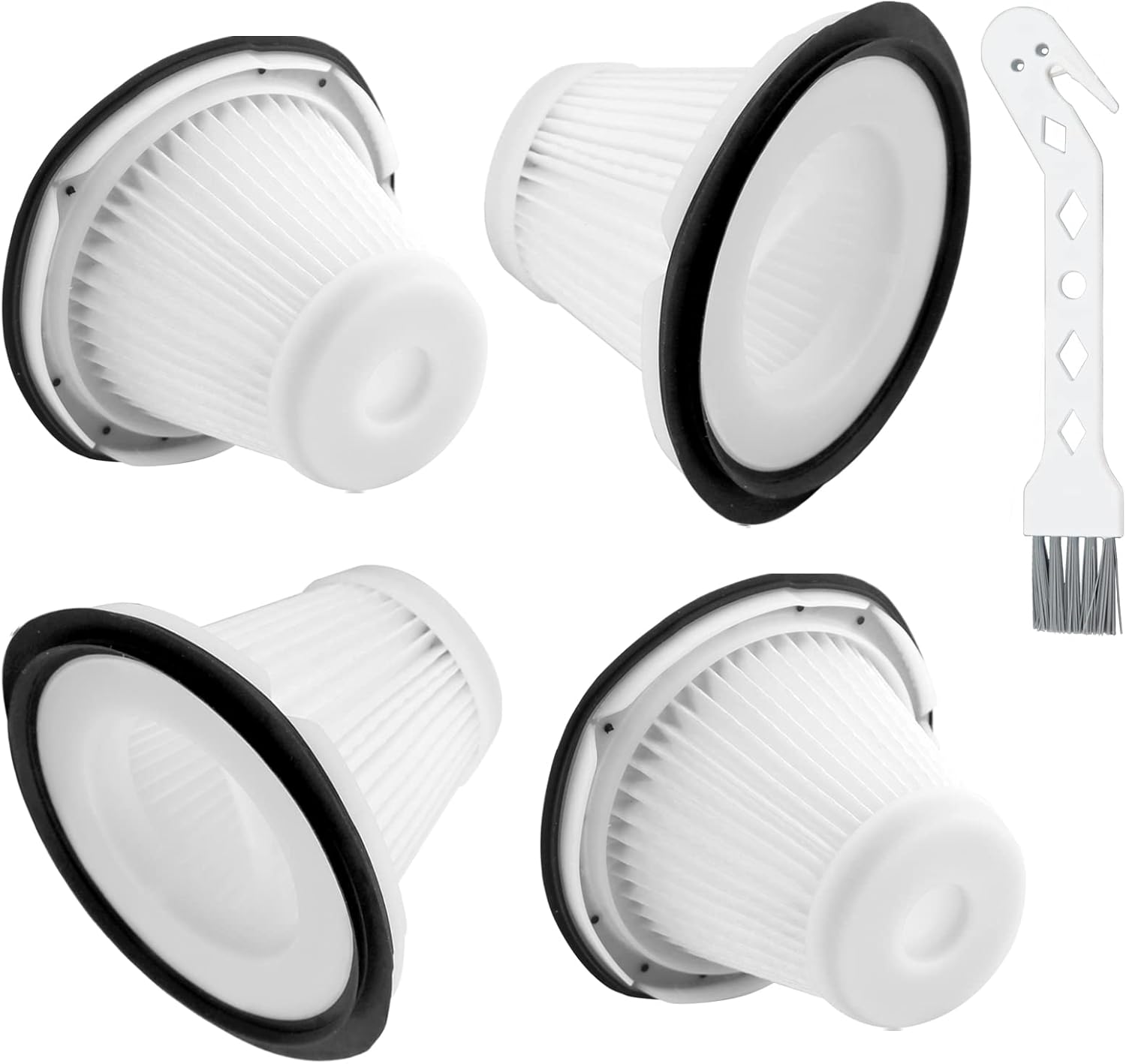 Replacement for BLACK & DECKER Hand Vacuum Filter compatible with VF200SP BDH2000SL/BDH1800S Vacs, Replace Part # 90543043-01, 4 * Black Decker vacuum filters, 1 Cleaning Brush By - Image 1