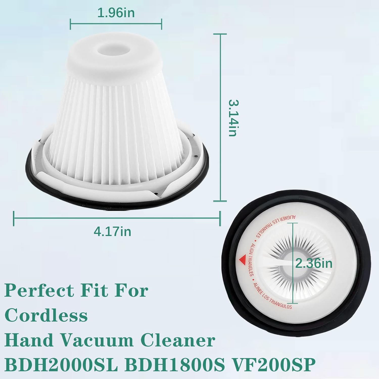Replacement for BLACK & DECKER Hand Vacuum Filter compatible with VF200SP BDH2000SL/BDH1800S Vacs, Replace Part # 90543043-01, 4 * Black Decker vacuum filters, 1 Cleaning Brush By - Image 4