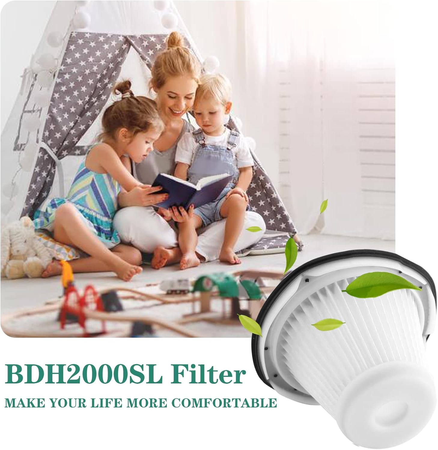 Replacement for BLACK & DECKER Hand Vacuum Filter compatible with VF200SP BDH2000SL/BDH1800S Vacs, Replace Part # 90543043-01, 4 * Black Decker vacuum filters, 1 Cleaning Brush By - Image 6