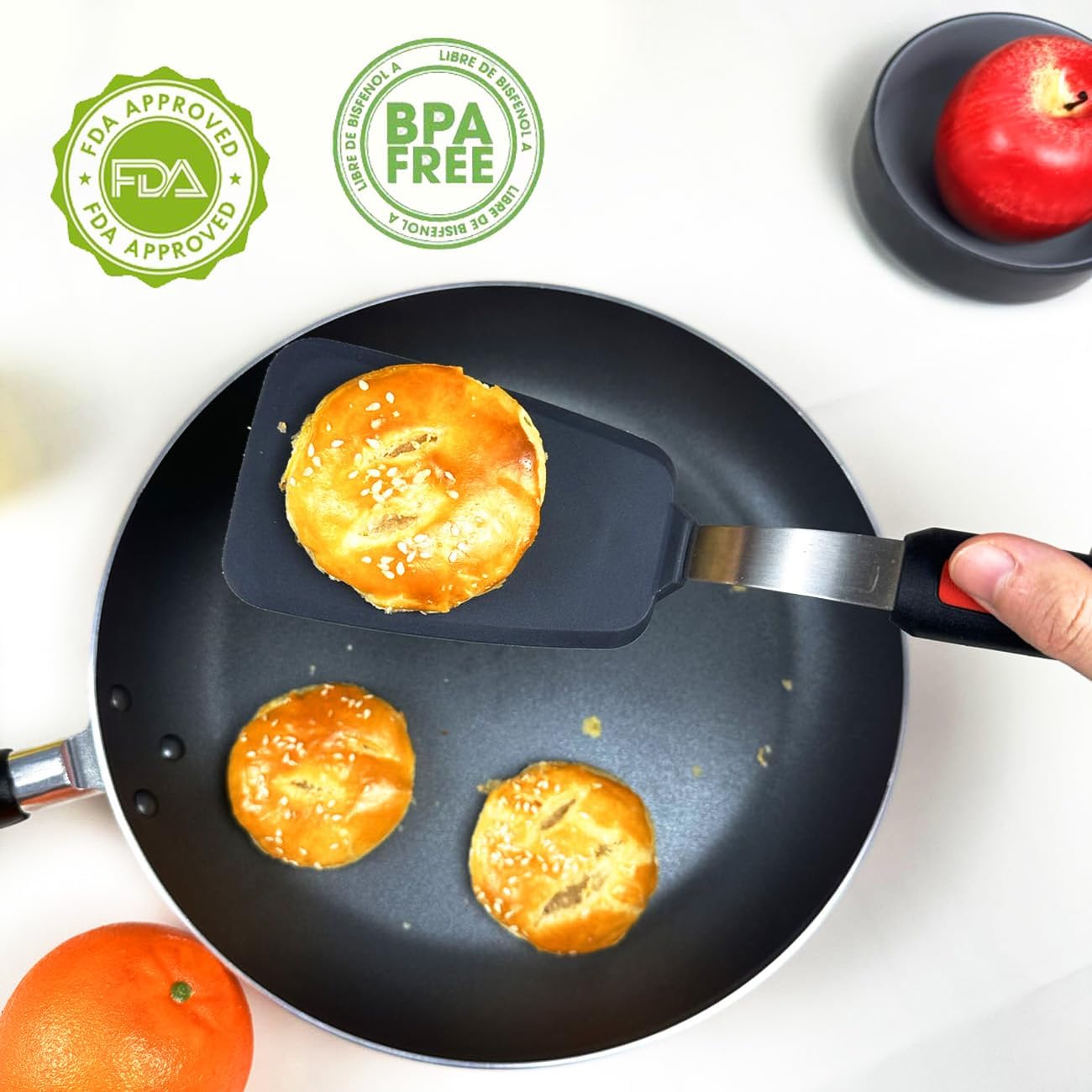 4Pcs Spatula Silicone Heat Resistant Flexible Rubber Silicone Spatulas for Nonstick Cookware, Burger Pancake Spatula Turner Large Spatulas Set for Cooking Kitchen Utensils Set Black - Image 5