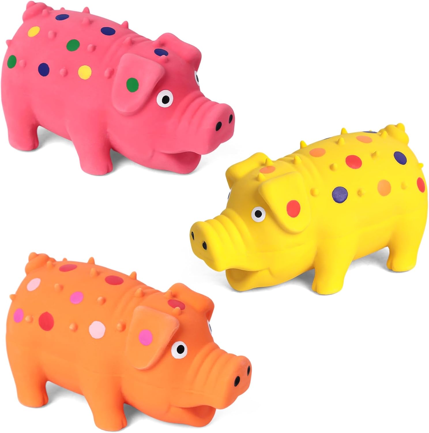 3PCS Squeaky Latex Grunting Pig Dog Toys, 4 Inch Prank Nosie Maker Puppy Chew Toys Rubber Squeeze Gift for Dogs - Image 1