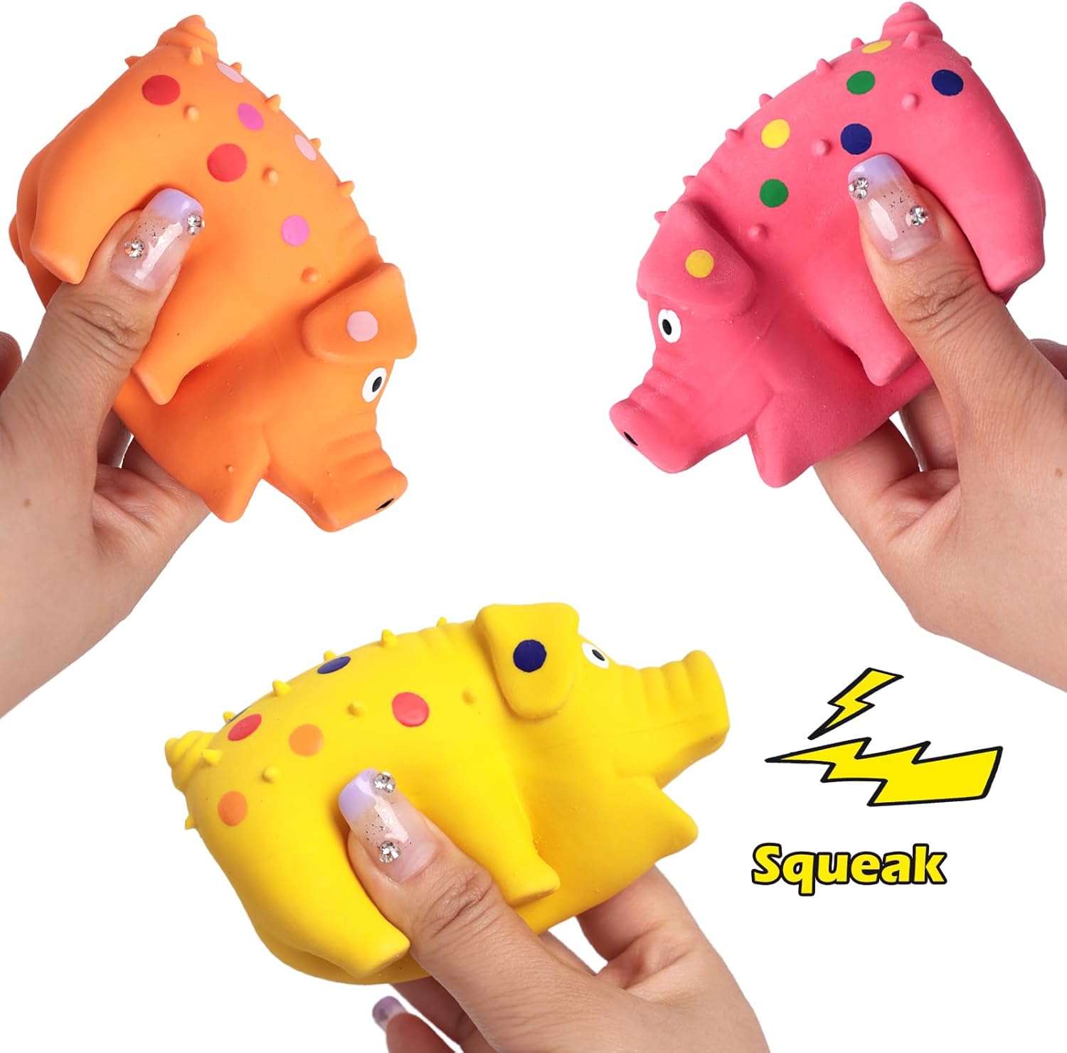 3PCS Squeaky Latex Grunting Pig Dog Toys, 4 Inch Prank Nosie Maker Puppy Chew Toys Rubber Squeeze Gift for Dogs - Image 3