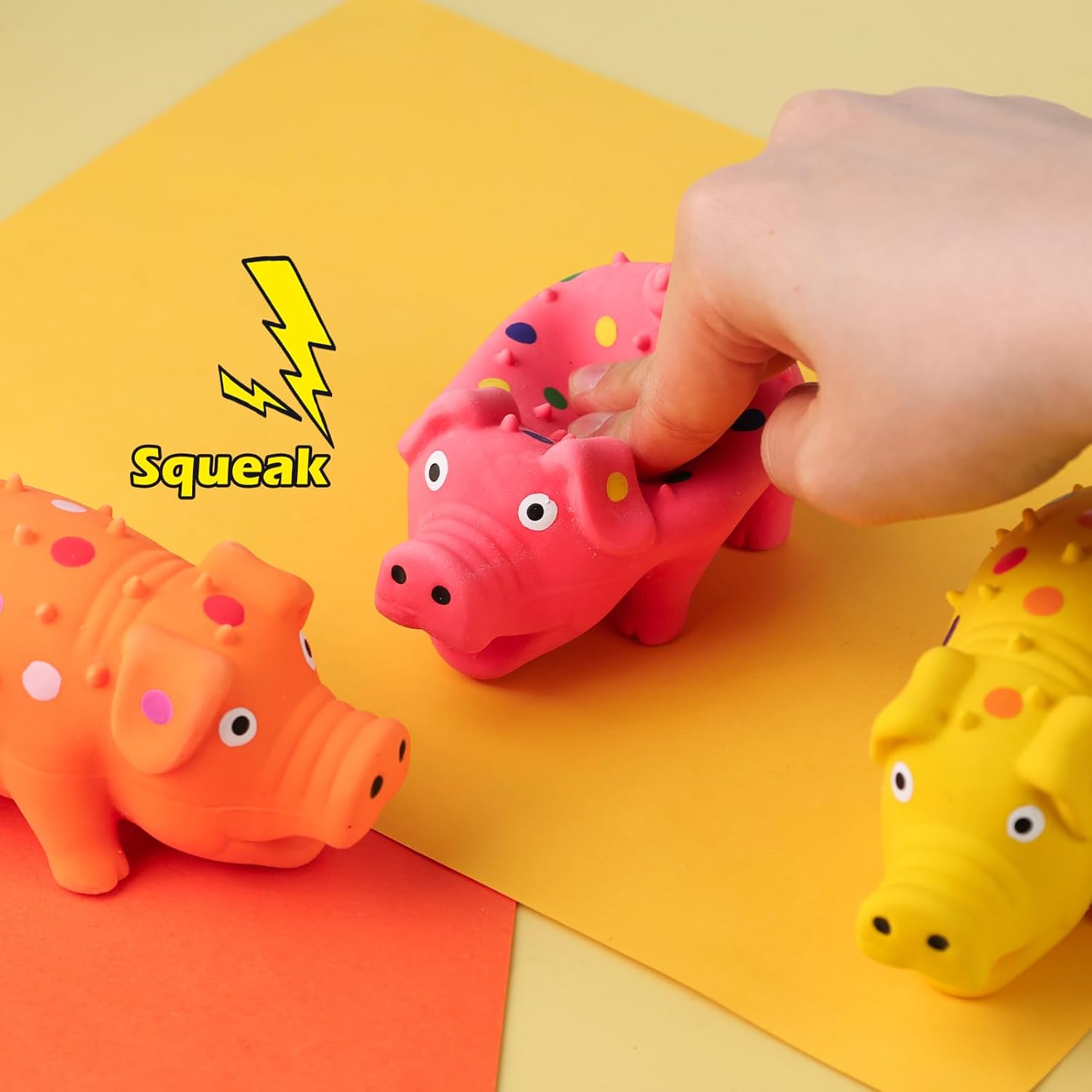 3PCS Squeaky Latex Grunting Pig Dog Toys, 4 Inch Prank Nosie Maker Puppy Chew Toys Rubber Squeeze Gift for Dogs - Image 5