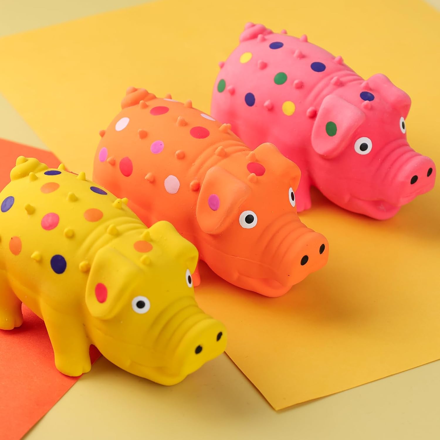 3PCS Squeaky Latex Grunting Pig Dog Toys, 4 Inch Prank Nosie Maker Puppy Chew Toys Rubber Squeeze Gift for Dogs - Image 6