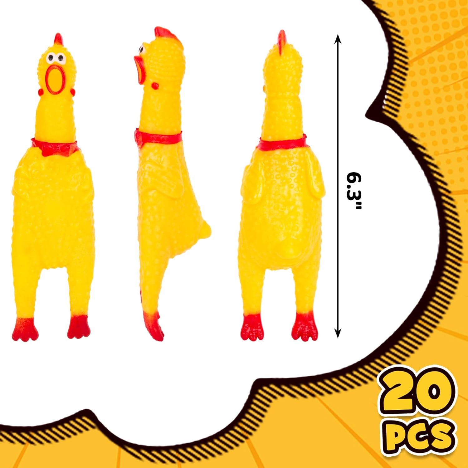 20PCS Squeaky Rubber Chickens, Screaming Chickens Bulk Prank Novelty Toys Pet Toys for Party Favors Family Game Dog Toys Noise Maker - Image 2