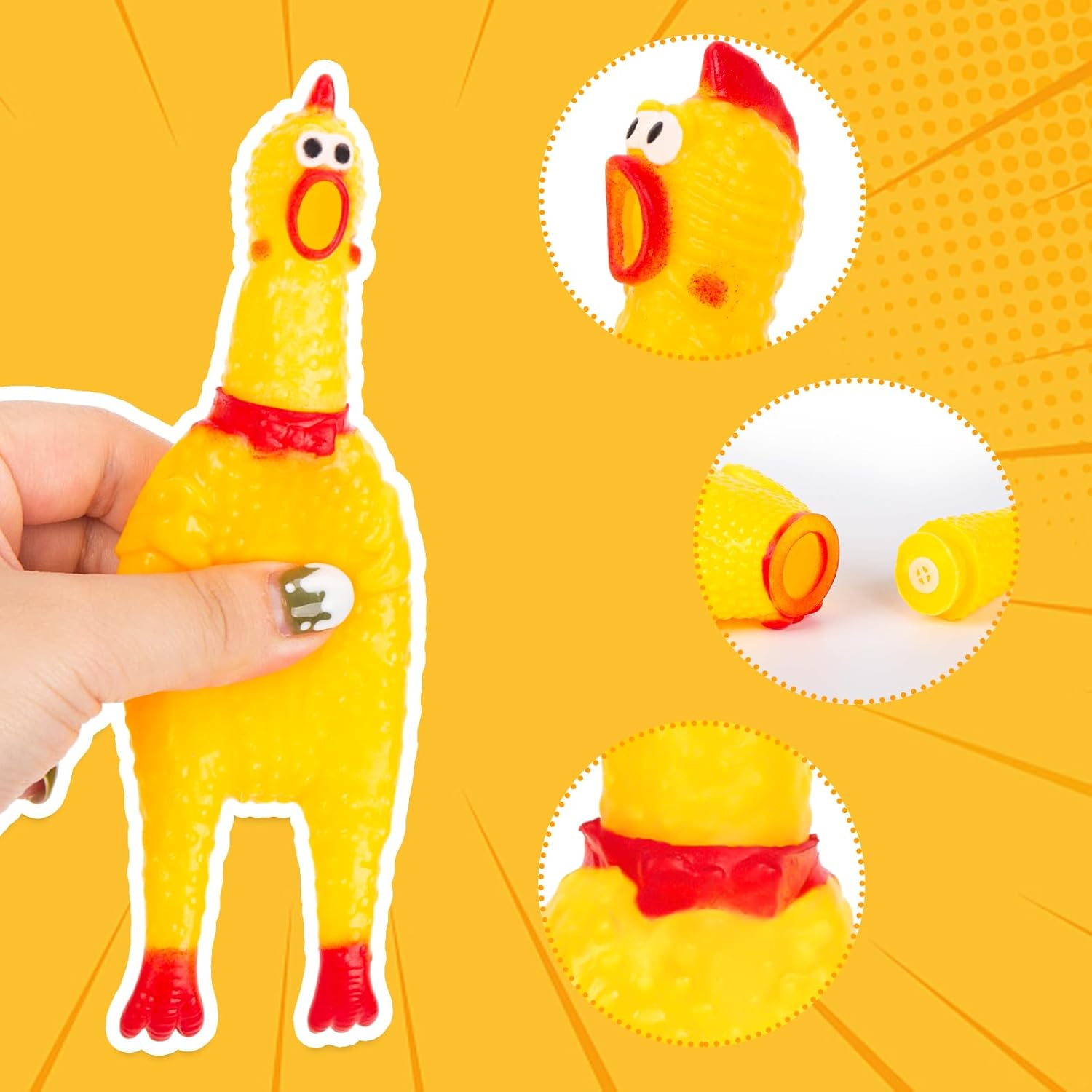 20PCS Squeaky Rubber Chickens, Screaming Chickens Bulk Prank Novelty Toys Pet Toys for Party Favors Family Game Dog Toys Noise Maker - Image 3