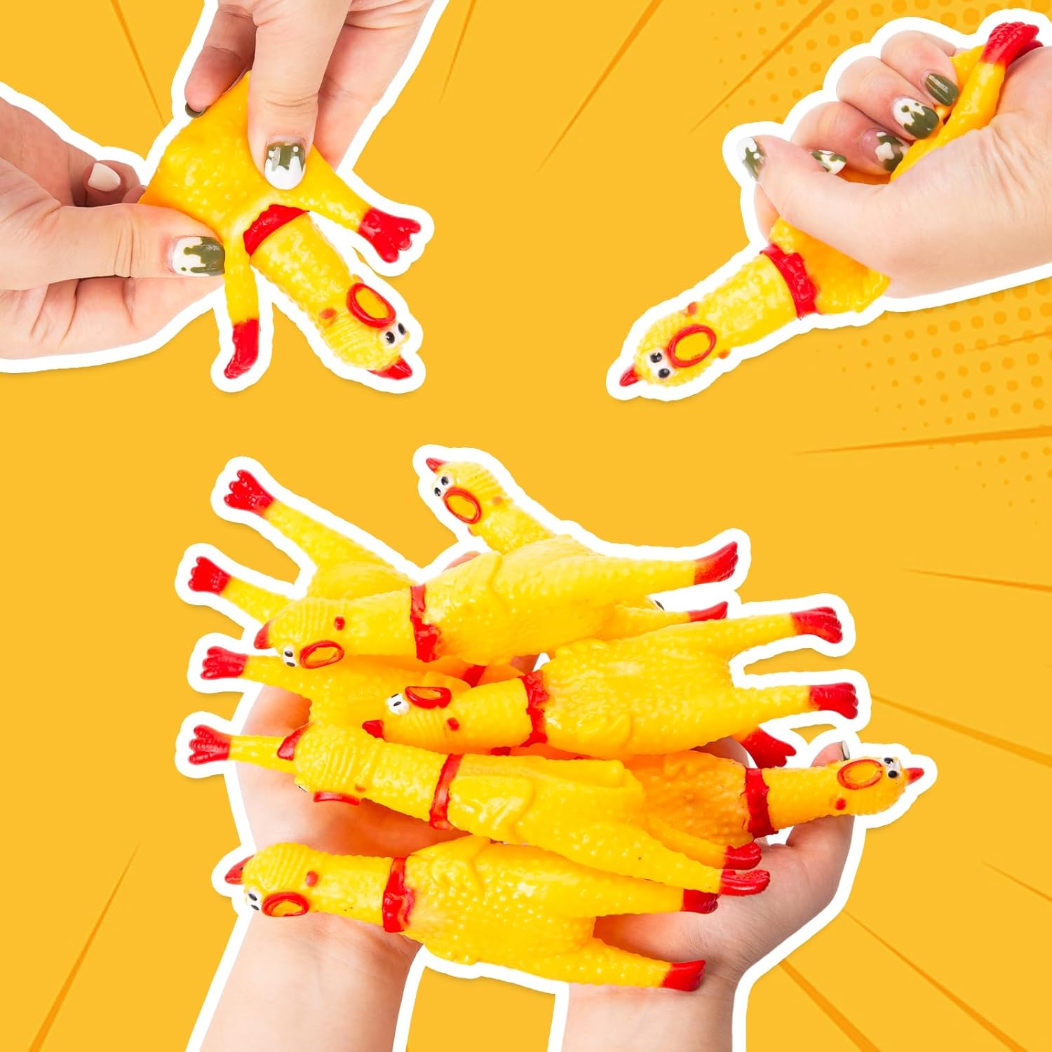 20PCS Squeaky Rubber Chickens, Screaming Chickens Bulk Prank Novelty Toys Pet Toys for Party Favors Family Game Dog Toys Noise Maker - Image 4