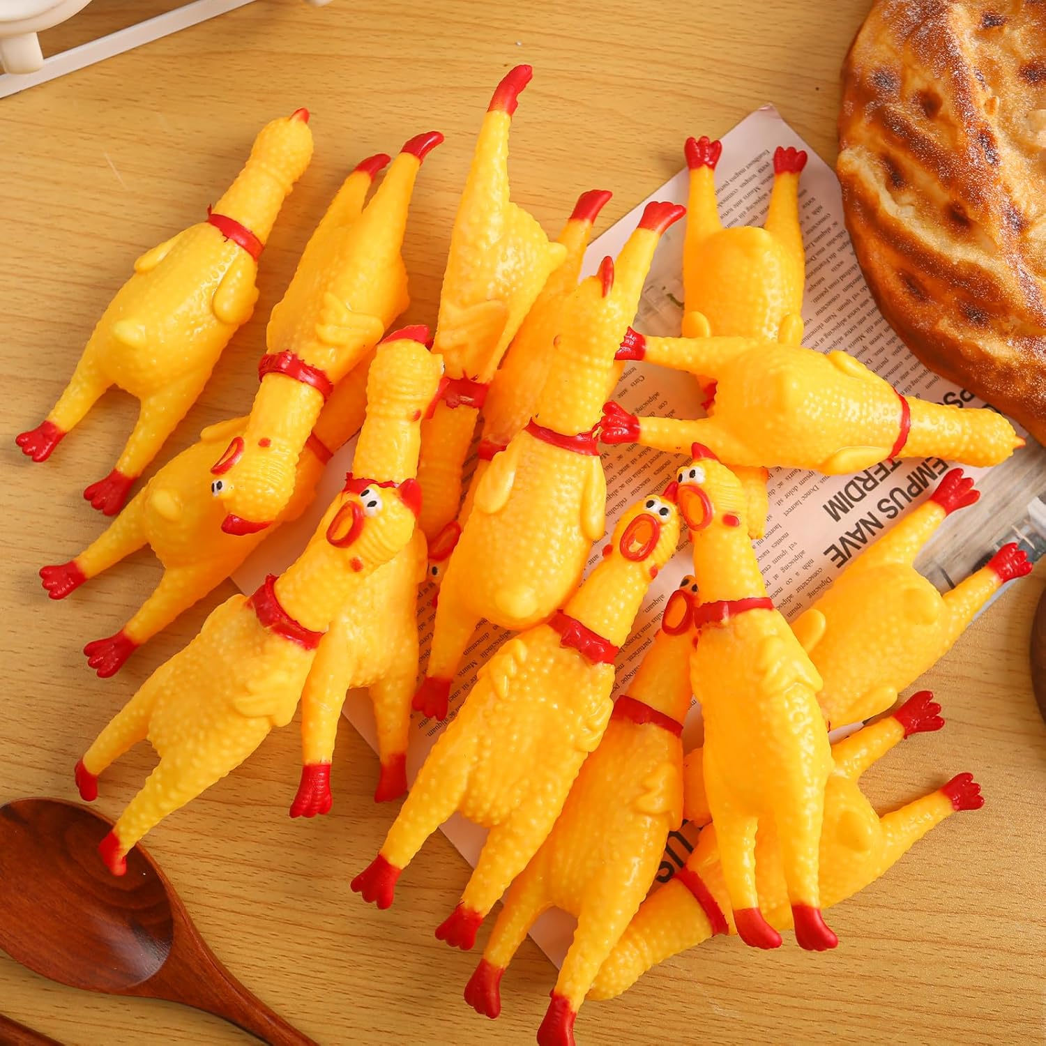 20PCS Squeaky Rubber Chickens, Screaming Chickens Bulk Prank Novelty Toys Pet Toys for Party Favors Family Game Dog Toys Noise Maker - Image 5