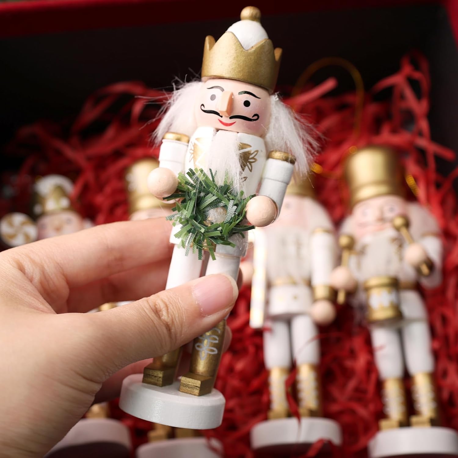 5PCS Nutcracker Christmas Decor, Wooden Nutcracker Hanging Ornaments Soldier for Christmas Tree Gift Shelves Table Decoration (5inch) - Image 4